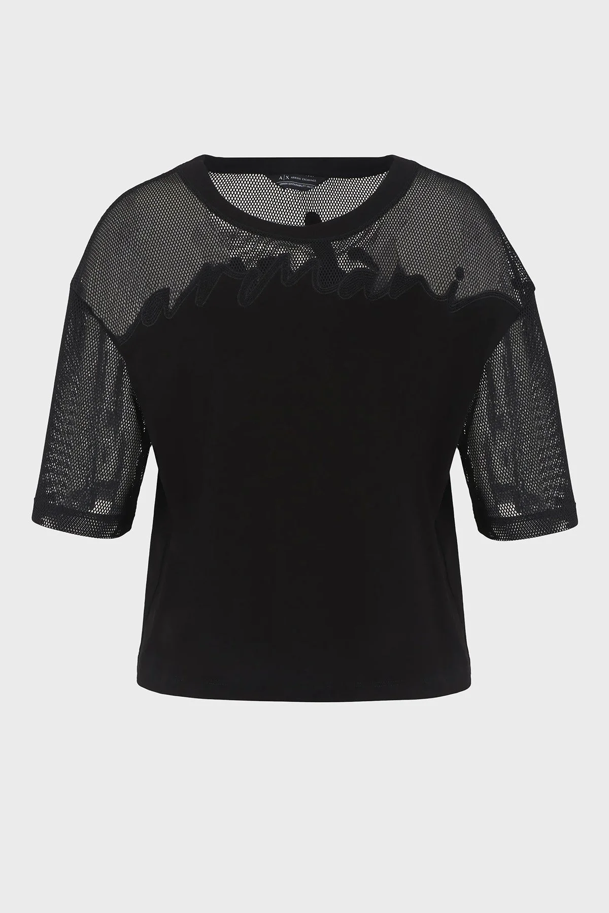 Armani Exchange Pamuklu Relaxed Fit Bisiklet Yaka Bayan T Shirt 3DYT34 YJ3RZ 1200 SİYAH - 5