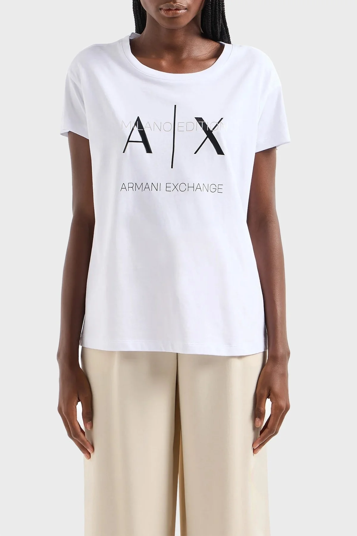 Armani Exchange Pamuklu Relaxed Fit Bisiklet Yaka Bayan T Shirt 3DYT36 YJ3RZ 1000 BEYAZ - 1