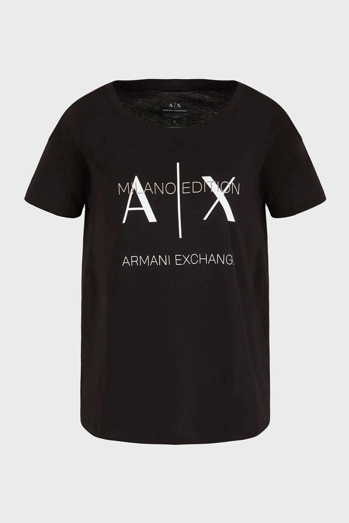 Armani Exchange Pamuklu Relaxed Fit Bisiklet Yaka Bayan T Shirt 3DYT36 YJ3RZ 1200 SİYAH - 4