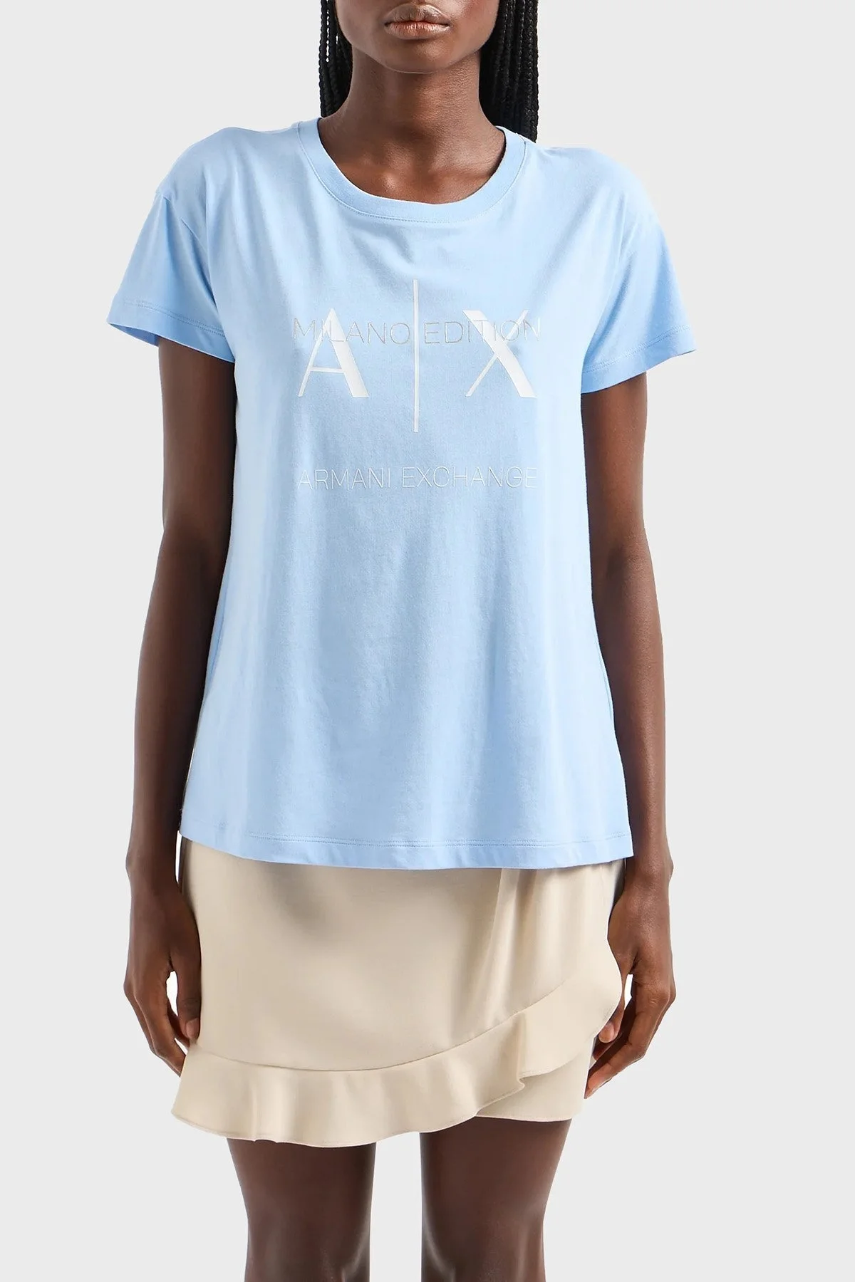 Armani Exchange Pamuklu Relaxed Fit Bisiklet Yaka Bayan T Shirt 3DYT36 YJ3RZ 15DD MAVİ - 1