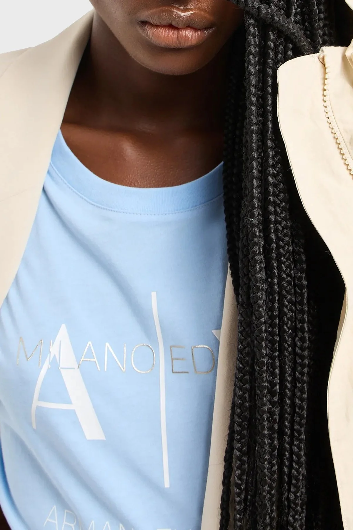 Armani Exchange Pamuklu Relaxed Fit Bisiklet Yaka Bayan T Shirt 3DYT36 YJ3RZ 15DD MAVİ - 4