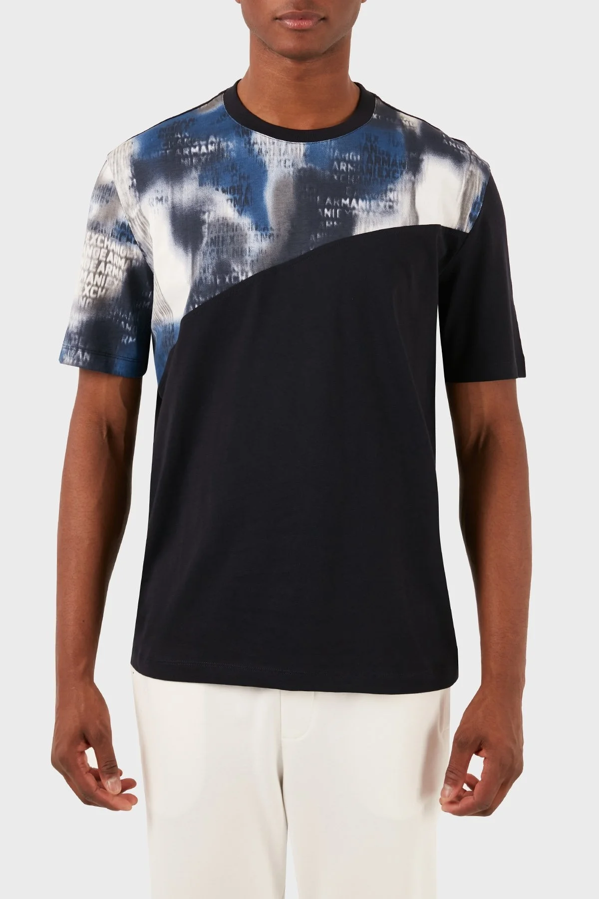 Armani Exchange Pamuklu Relaxed Fit Bisiklet Yaka Erkek T Shirt 3DZMLN ZJ9JZ 55JL LACİVERT - 1