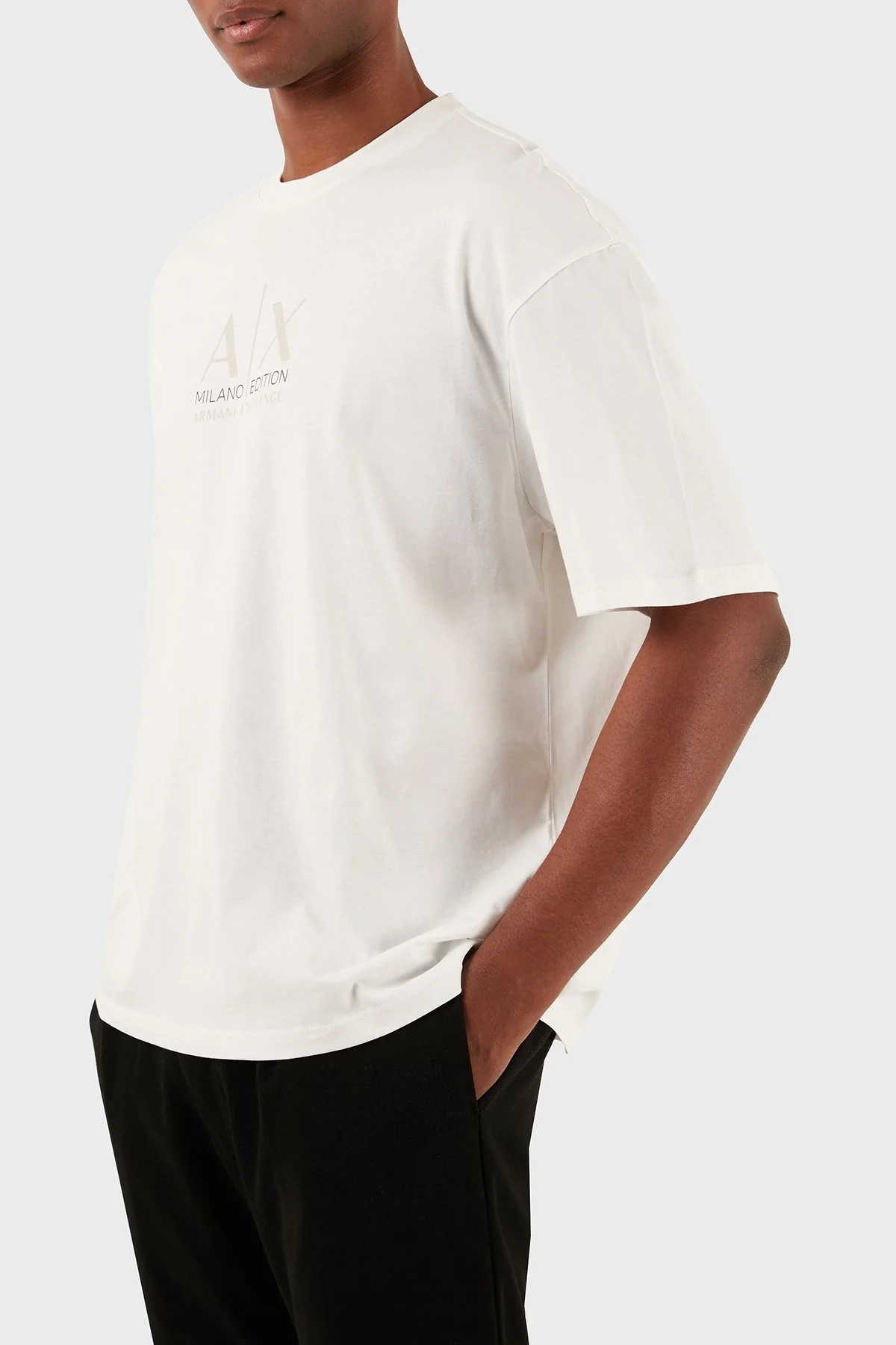 Armani Exchange Pamuklu Relaxed Fit Bisiklet Yaka Erkek T Shirt 3DZTAB ZJ3VZ 1116 BEYAZ - 5