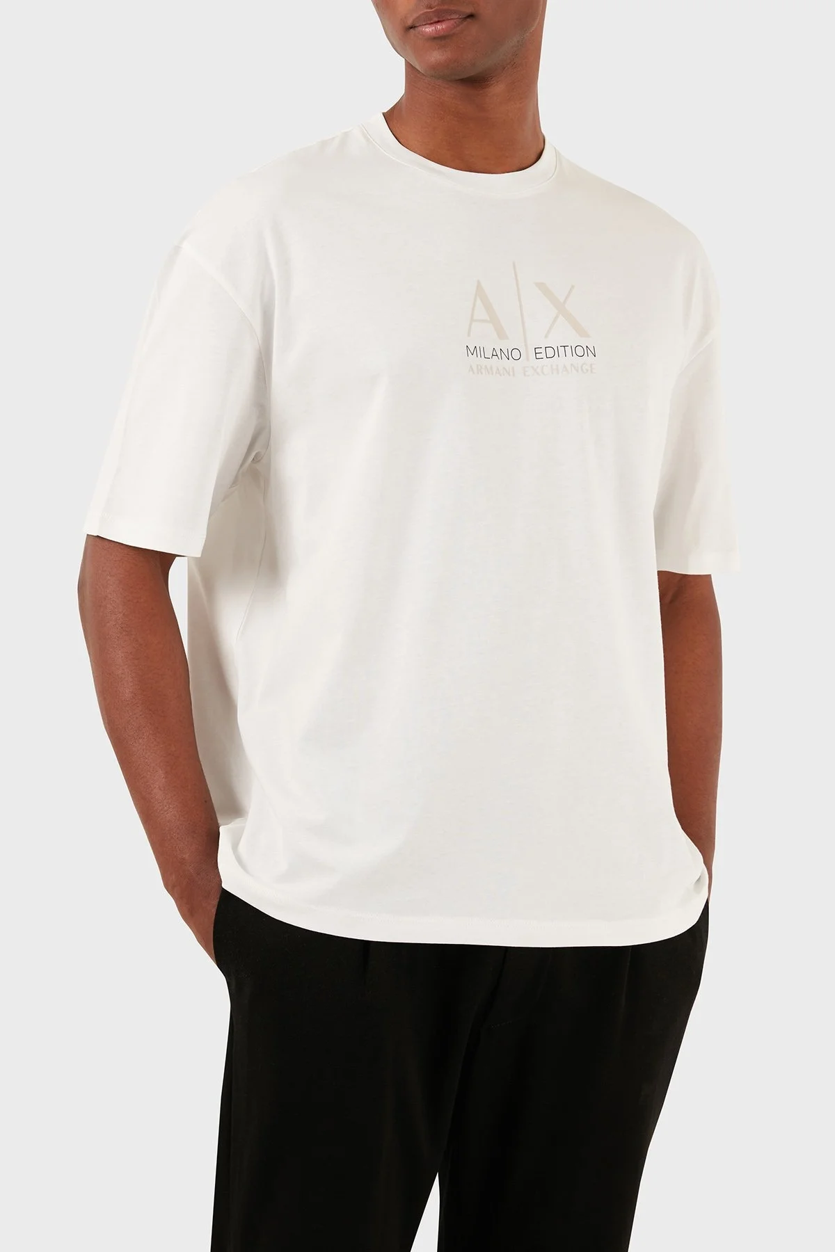 Armani Exchange Pamuklu Relaxed Fit Bisiklet Yaka Erkek T Shirt 3DZTAB ZJ3VZ 1116 BEYAZ - 6