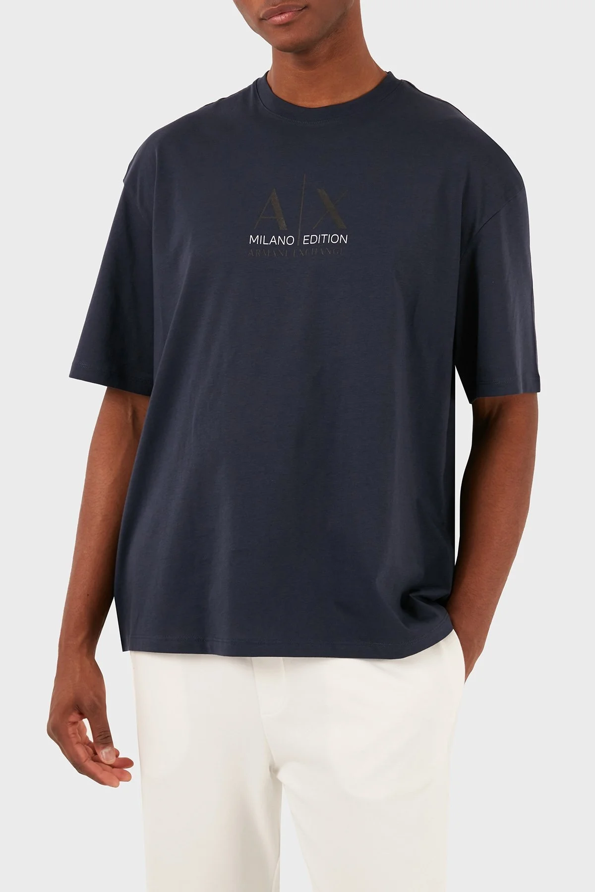 Armani Exchange Pamuklu Relaxed Fit Bisiklet Yaka Erkek T Shirt 3DZTAB ZJ3VZ 15CX LACİVERT - 1