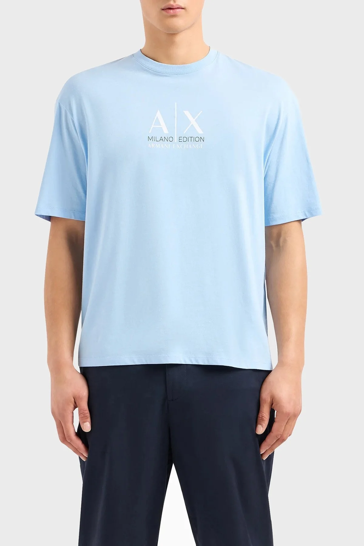 Armani Exchange Pamuklu Relaxed Fit Bisiklet Yaka Erkek T Shirt 3DZTAB ZJ3VZ 15DF MAVİ - 1