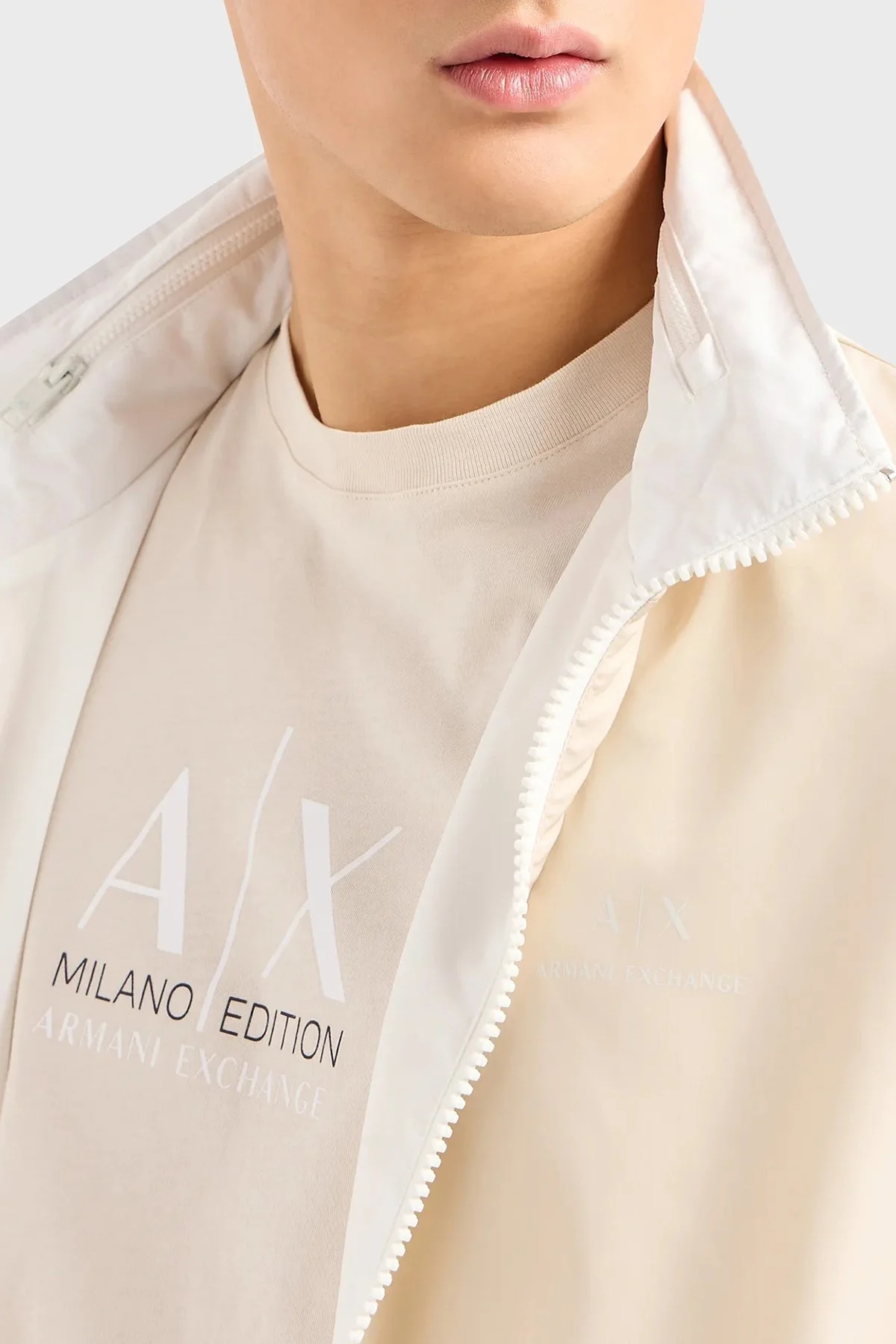 Armani Exchange Pamuklu Relaxed Fit Bisiklet Yaka Erkek T Shirt 3DZTAB ZJ3VZ 1792 BEJ - 4