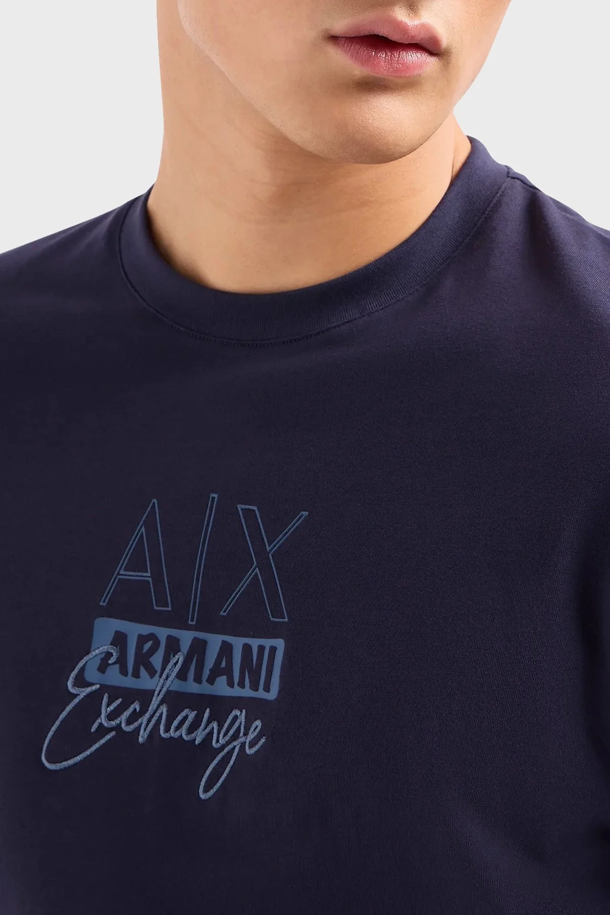 Armani Exchange Pamuklu Relaxed Fit Bisiklet Yaka Erkek T Shirt 3DZTHN ZJ8EZ 15CX LACİVERT - 4