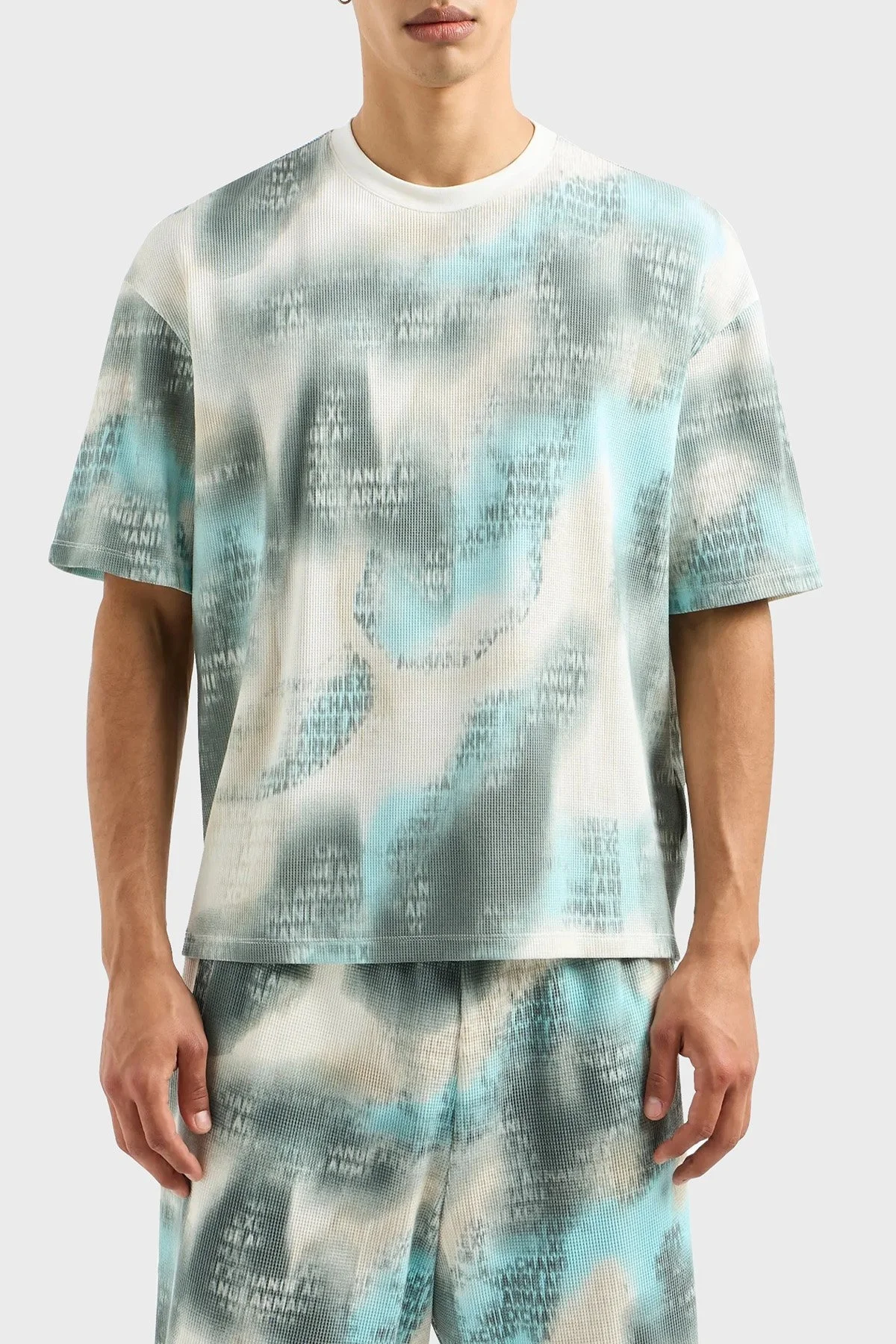 Armani Exchange Pamuklu Relaxed Fit Bisiklet Yaka Erkek T Shirt 3DZTLA ZJZKZ 51AN BEYAZ-MAVİ - 6