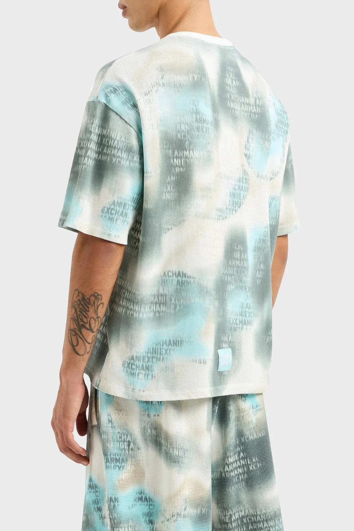 Armani Exchange Pamuklu Relaxed Fit Bisiklet Yaka Erkek T Shirt 3DZTLA ZJZKZ 51AN BEYAZ-MAVİ - 8