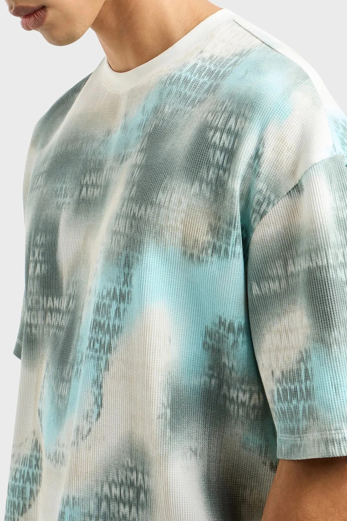 Armani Exchange Pamuklu Relaxed Fit Bisiklet Yaka Erkek T Shirt 3DZTLA ZJZKZ 51AN BEYAZ-MAVİ - 9