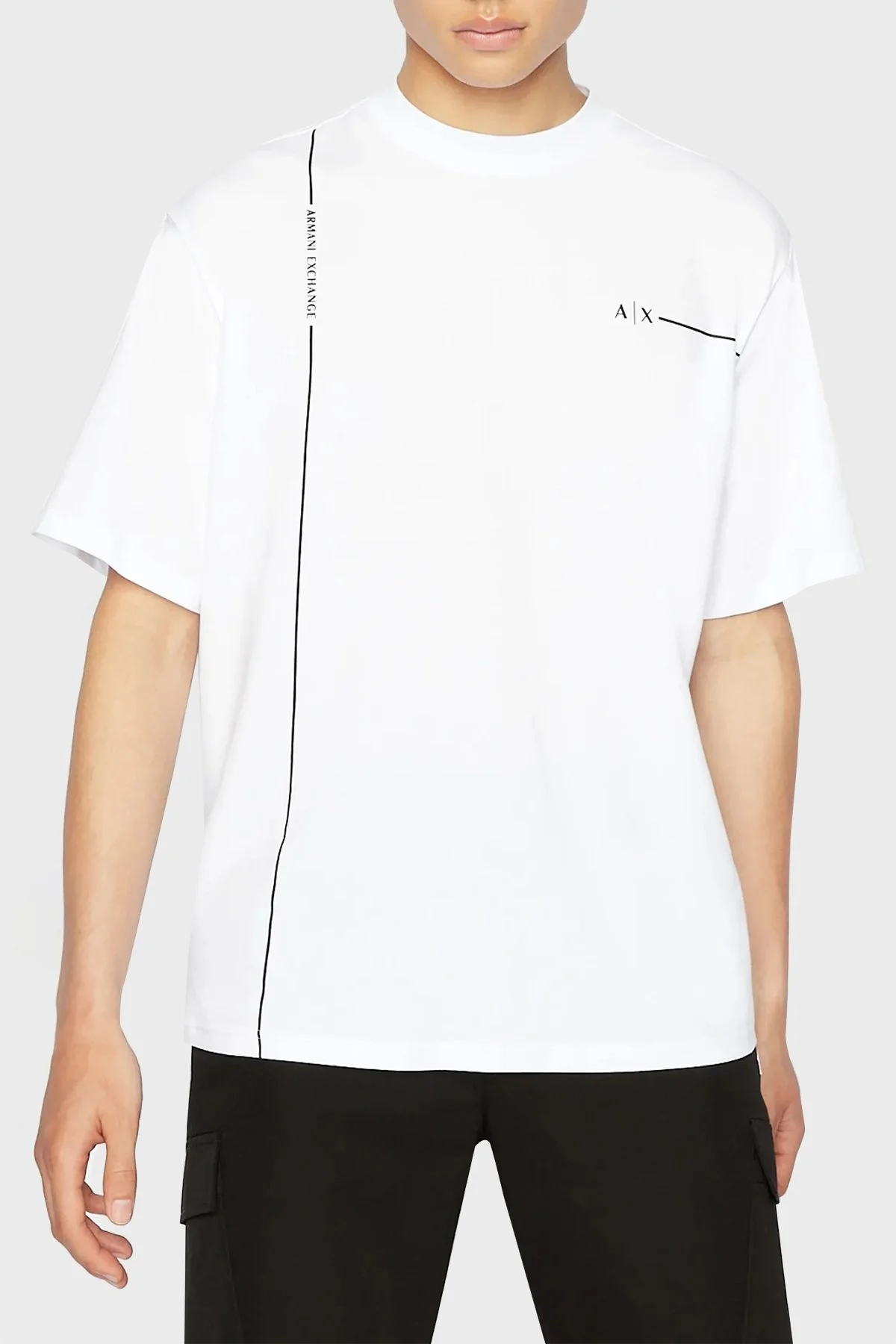 Armani Exchange Pamuklu Relaxed Fit Bisiklet Yaka Erkek T Shirt 3RZMBD ZJCDZ 1100 BEYAZ - 1