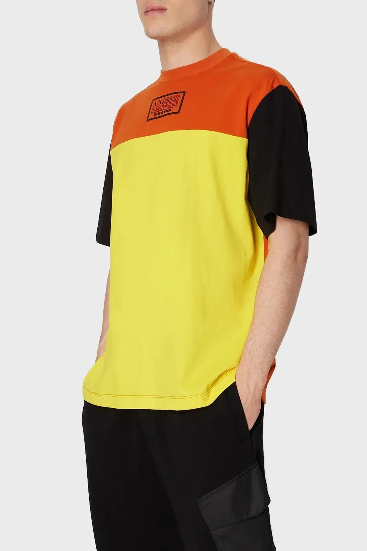 Armani Exchange Pamuklu Relaxed Fit Bisiklet Yaka Erkek T Shirt 6RZMHL ZJDHZ 6482 TURUNCU-SARI - 1