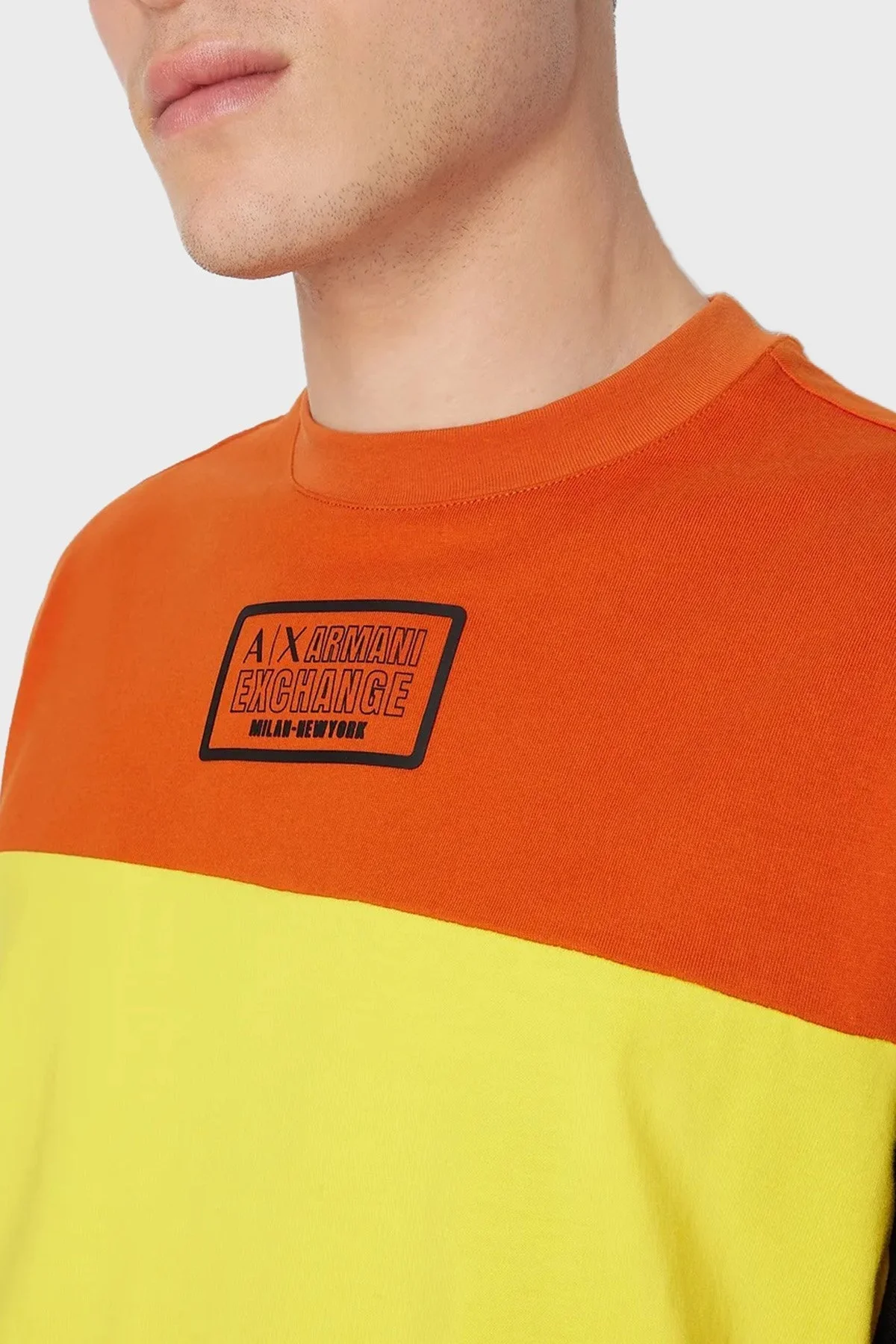 Armani Exchange Pamuklu Relaxed Fit Bisiklet Yaka Erkek T Shirt 6RZMHL ZJDHZ 6482 TURUNCU-SARI - 4