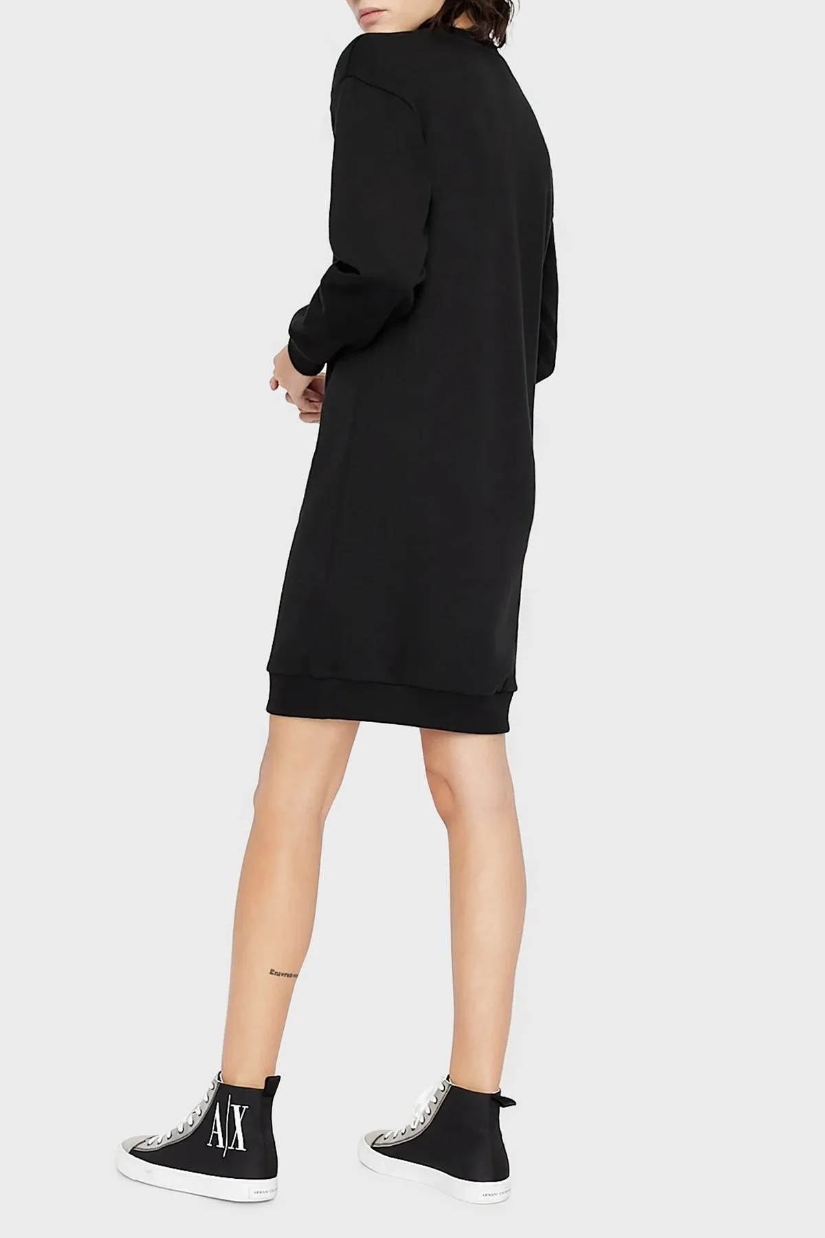 Armani Exchange Pamuklu Relaxed Fit Bisiklet Yaka Sweat Bayan Elbise 8NYA88 YJE5Z 1200 SİYAH - 2
