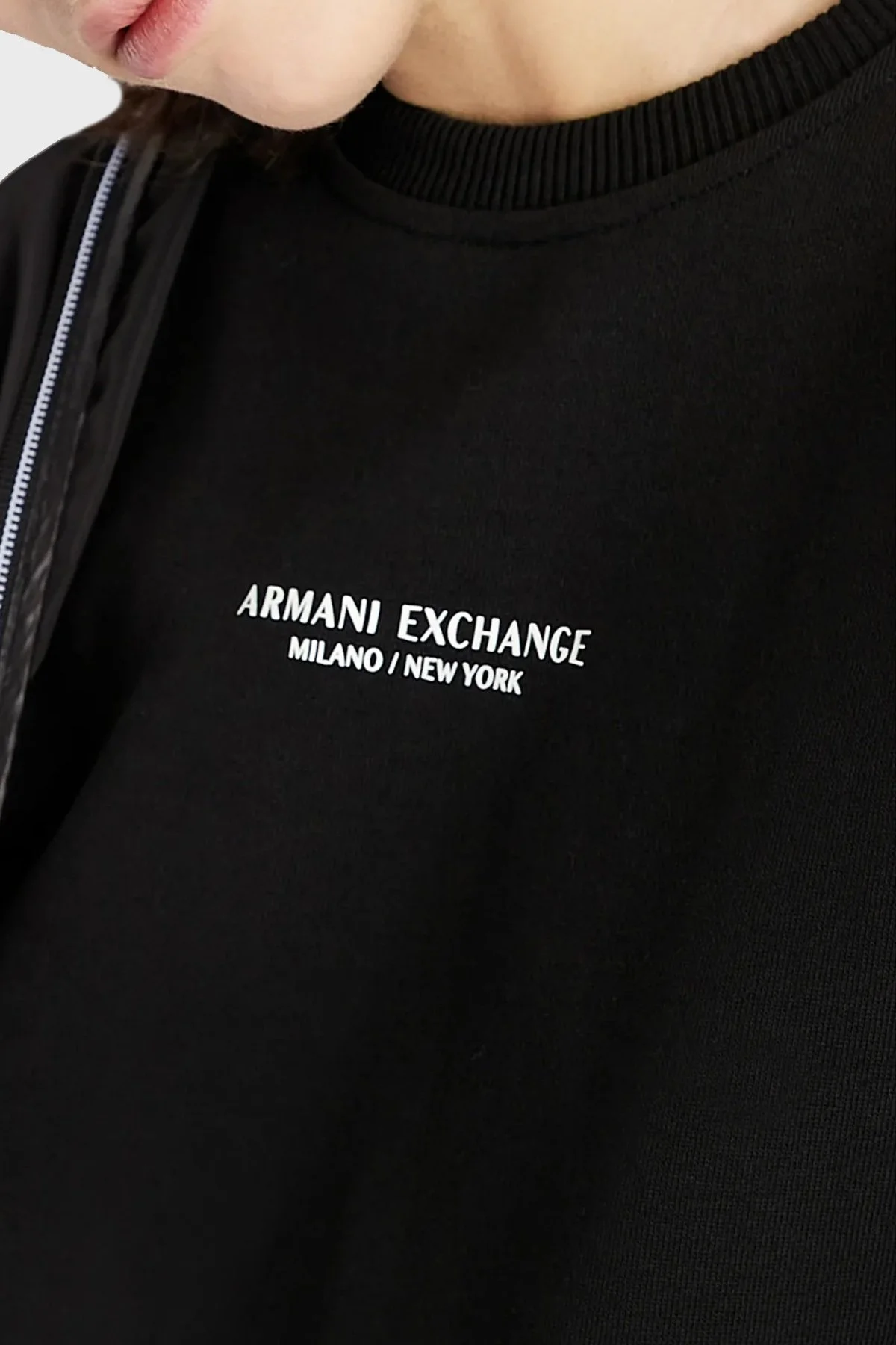 Armani Exchange Pamuklu Relaxed Fit Bisiklet Yaka Sweat Bayan Elbise 8NYA88 YJE5Z 1200 SİYAH - 3