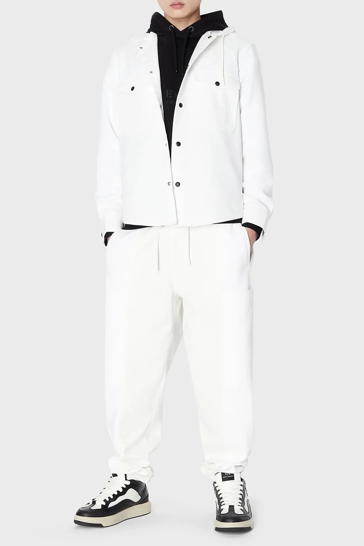 Armani Exchange Regular Fit Çift Cepli Çıtçıt Düğmeli Erkek Gömlek Ceket 6RZCL1 Z196Z 1116 BEYAZ - 1