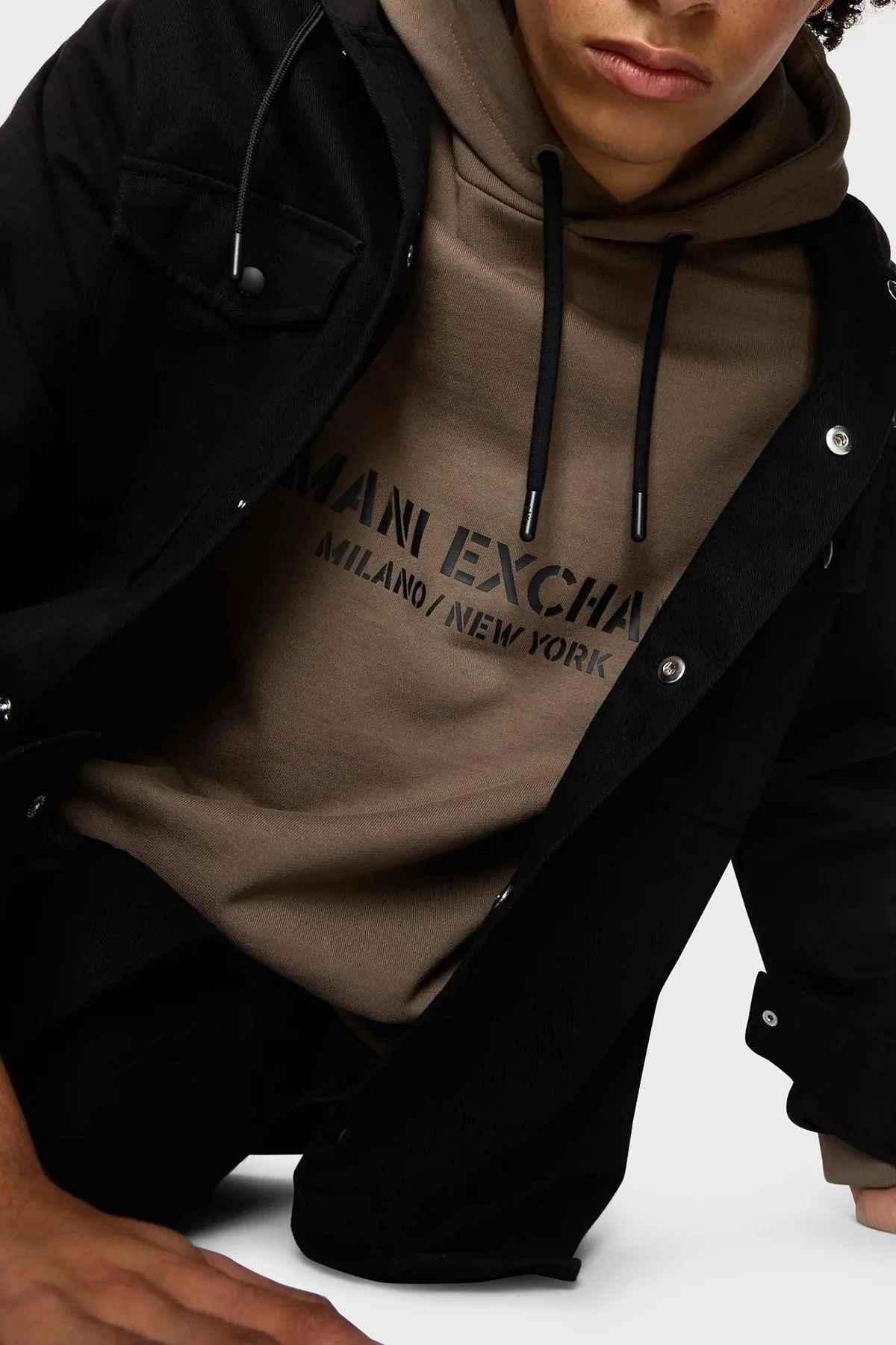 Armani Exchange Pamuklu Relaxed Fit Çift Cepli Kapüşonlu Erkek Gömlek 6RZCL1 Z196Z 1200 SİYAH - 4