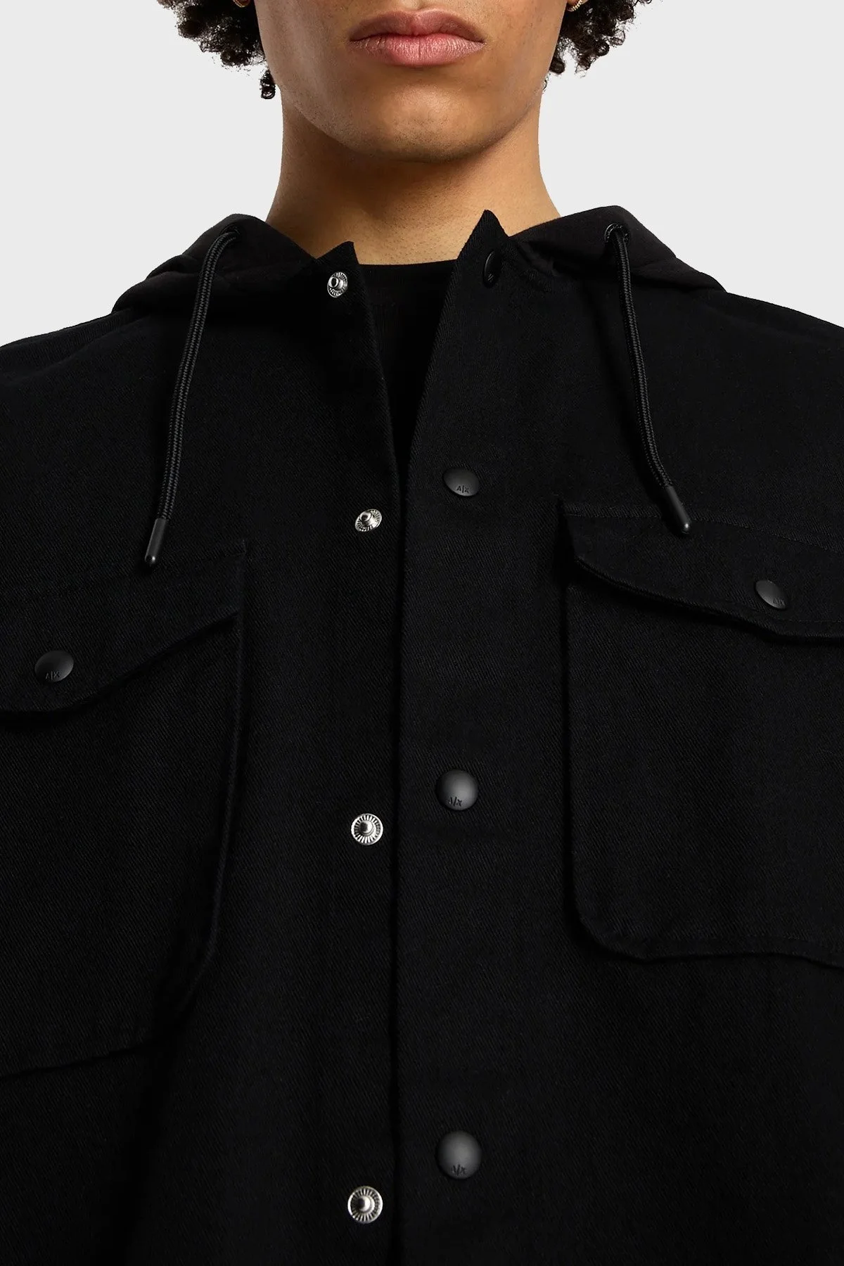 Armani Exchange Pamuklu Relaxed Fit Çift Cepli Kapüşonlu Erkek Gömlek 6RZCL1 Z196Z 1200 SİYAH - 5