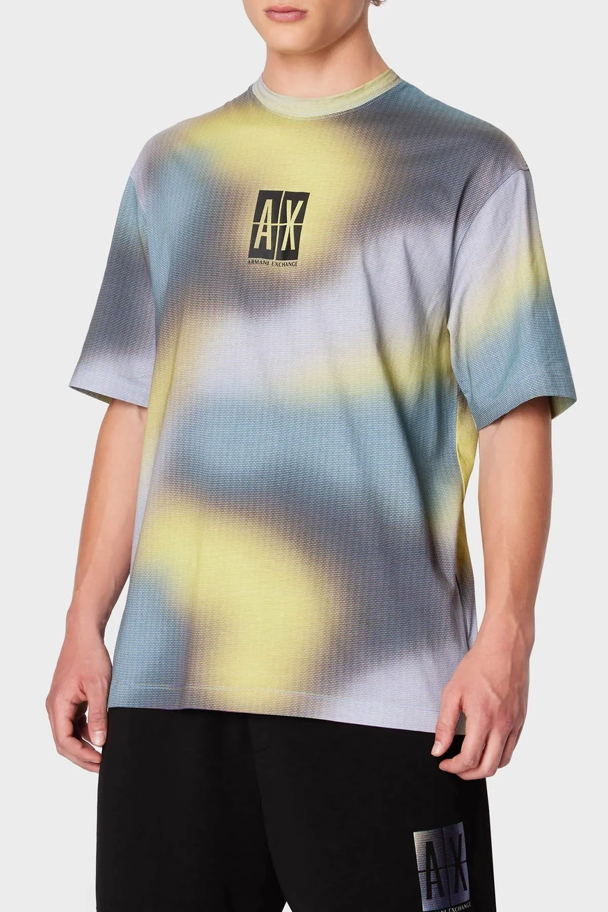 Armani Exchange Pamuklu Relaxed Fit Erkek T Shirt 3DZMJN ZJH4Z 7600 Sarı-Mavi-Gri - 1