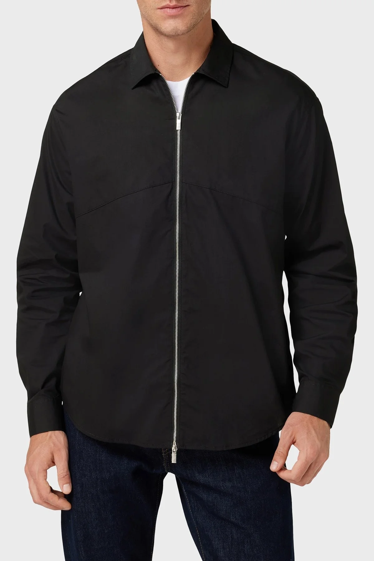 Armani Exchange Pamuklu Relaxed Fit Fermuarlı Poplin Erkek Gömlek 6RZCL6 ZN2VZ 1200 SİYAH - 1