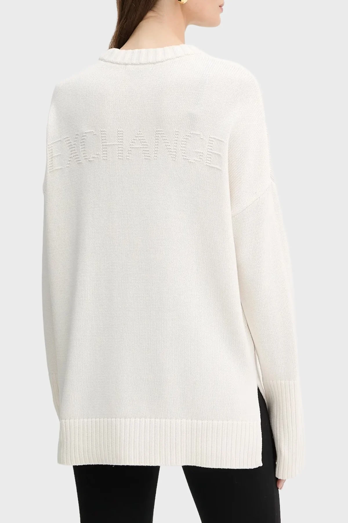 Armani Exchange Pamuklu Relaxed Fit İşlenmiş Logolu Örme Bayan Kazak XW000760 AF16552 U1003 EKRU - 3