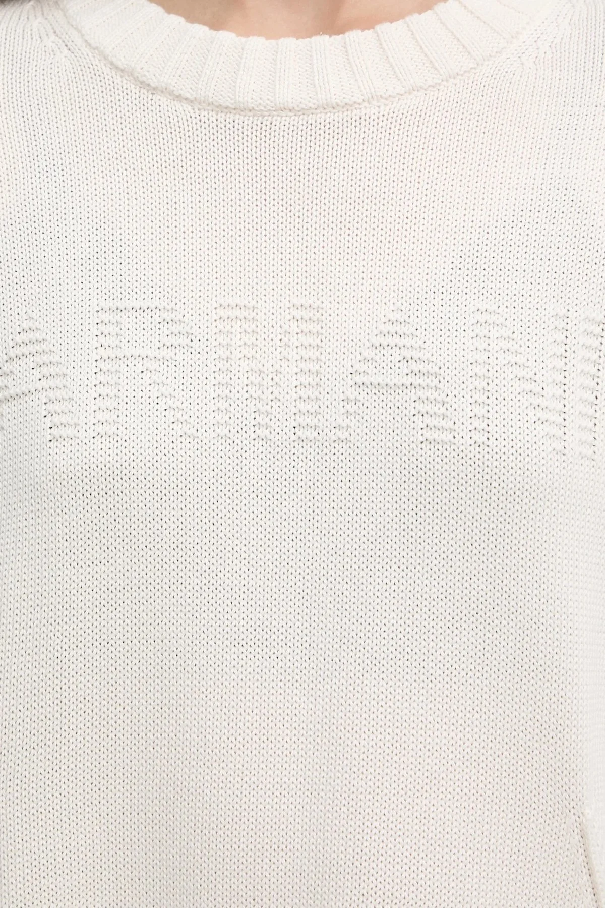 Armani Exchange Pamuklu Relaxed Fit İşlenmiş Logolu Örme Bayan Kazak XW000760 AF16552 U1003 EKRU - 6