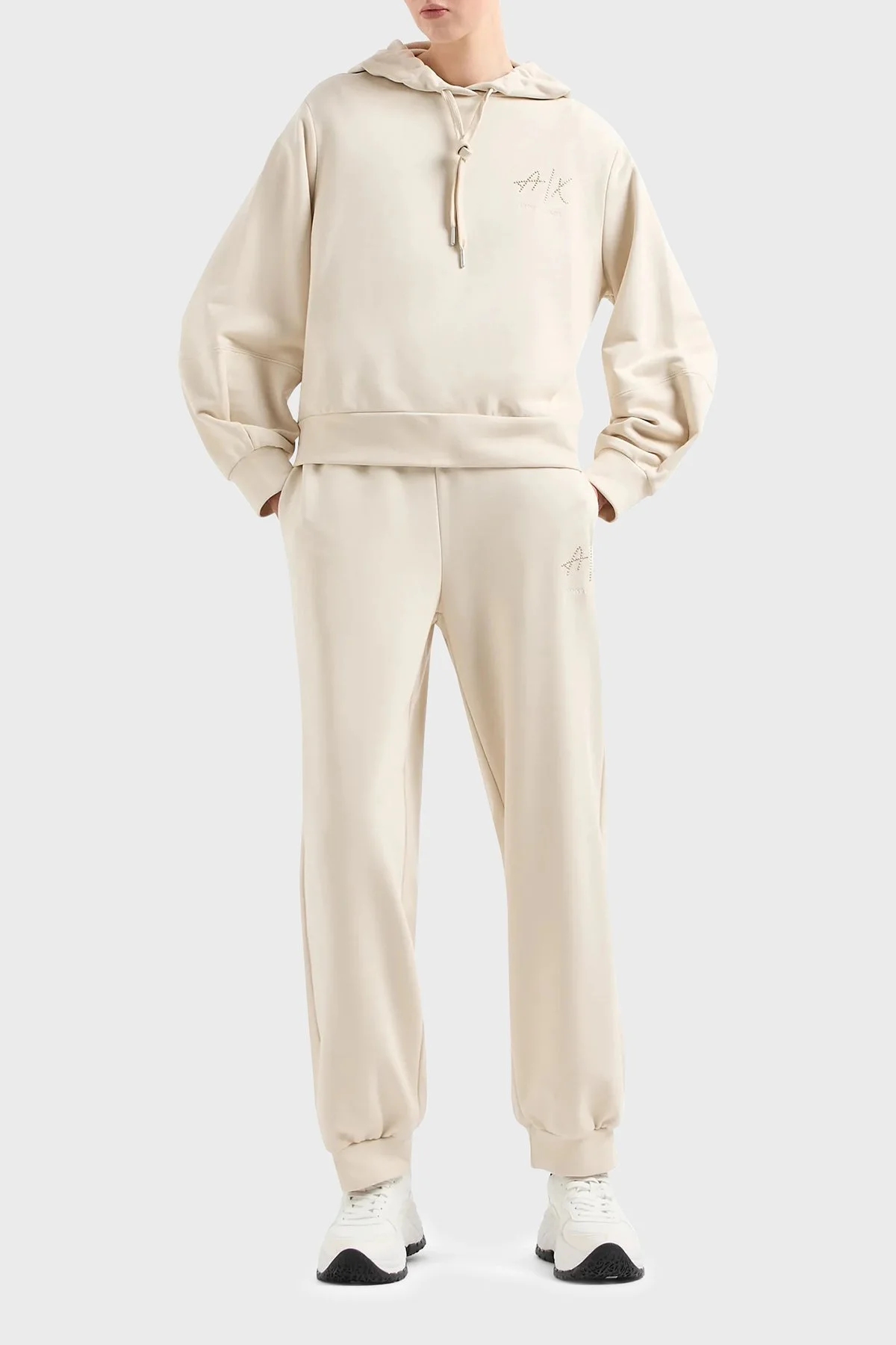 Armani Exchange Pamuklu Relaxed Fit Jogger Spor Kadın Pantolon 3DYP70 YJFFZ 1787 BEJ - 3