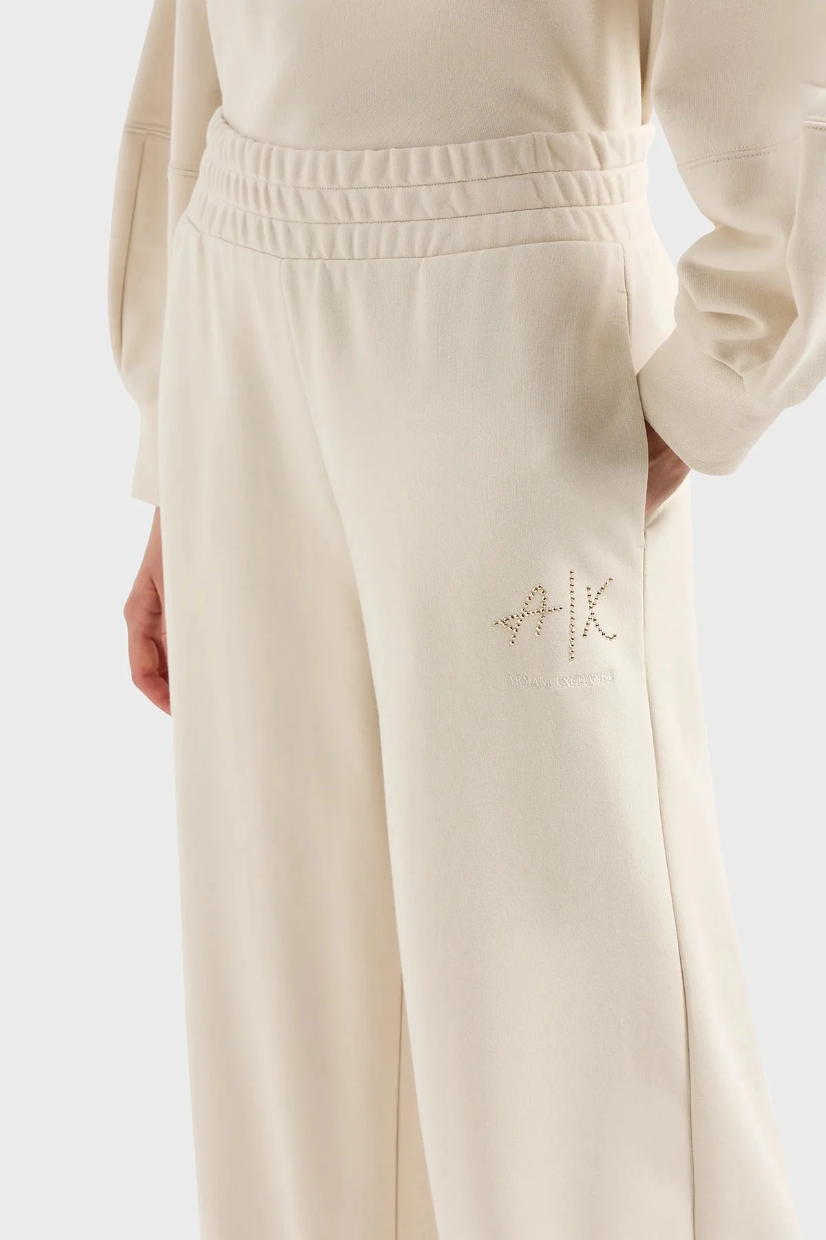 Armani Exchange Pamuklu Relaxed Fit Jogger Spor Kadın Pantolon 3DYP70 YJFFZ 1787 BEJ - 4