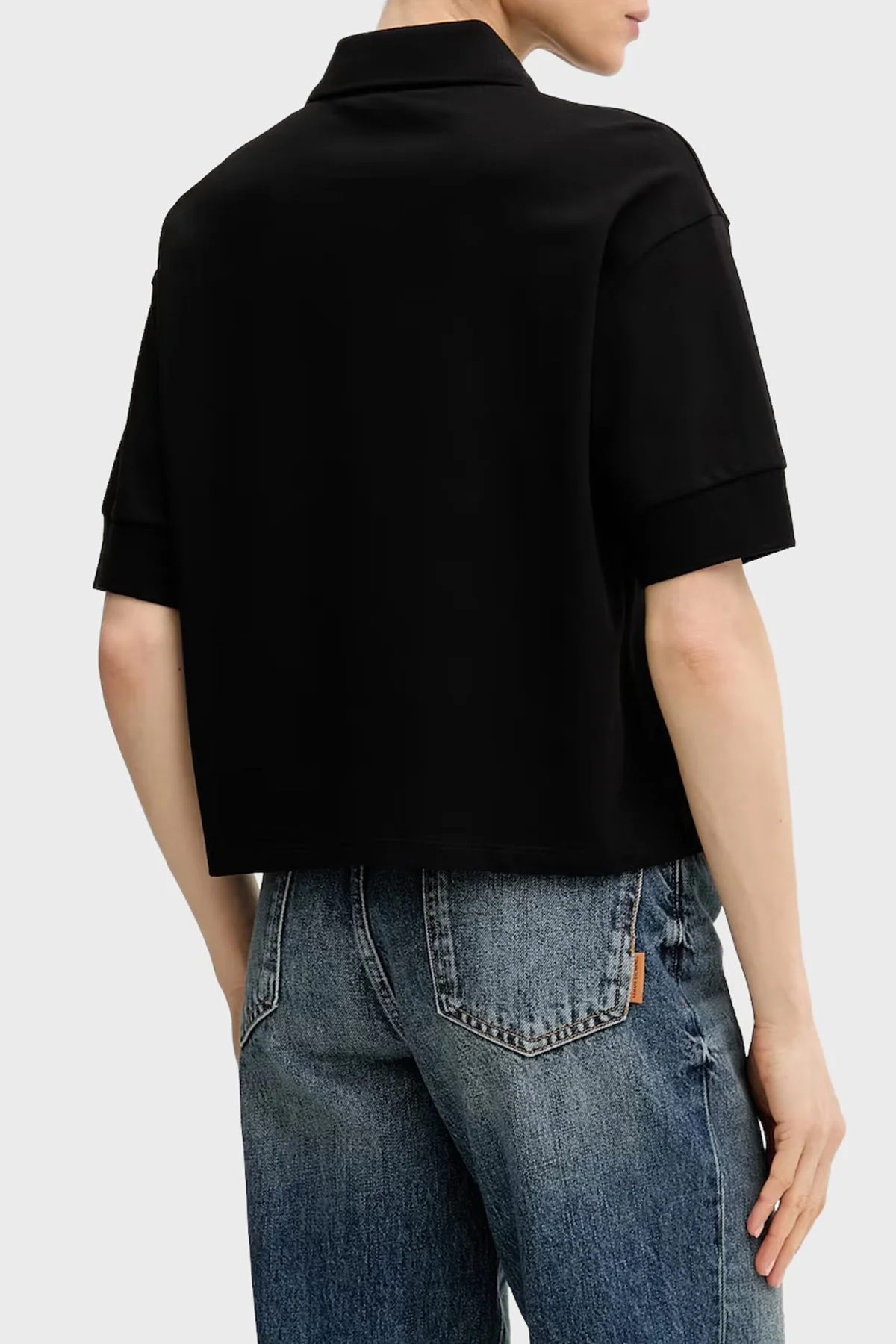 Armani Exchange Pamuklu Relaxed Fit Kısa Kollu Bayan Polo XW000887 AF10819 MC021 SİYAH - 3