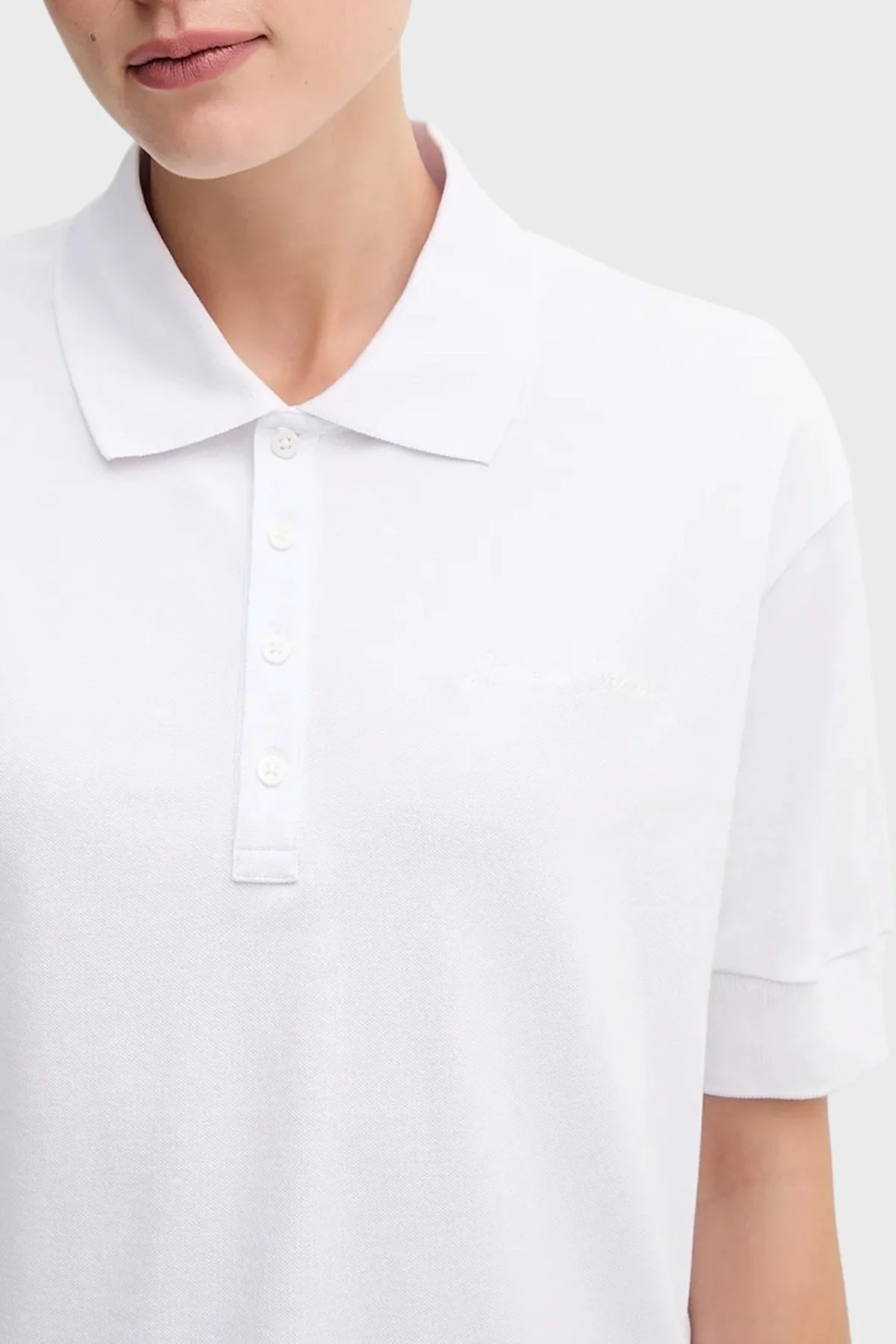 Armani Exchange Pamuklu Relaxed Fit Kısa Kollu Bayan Polo XW000887 AF10819 U0002 BEYAZ - 3