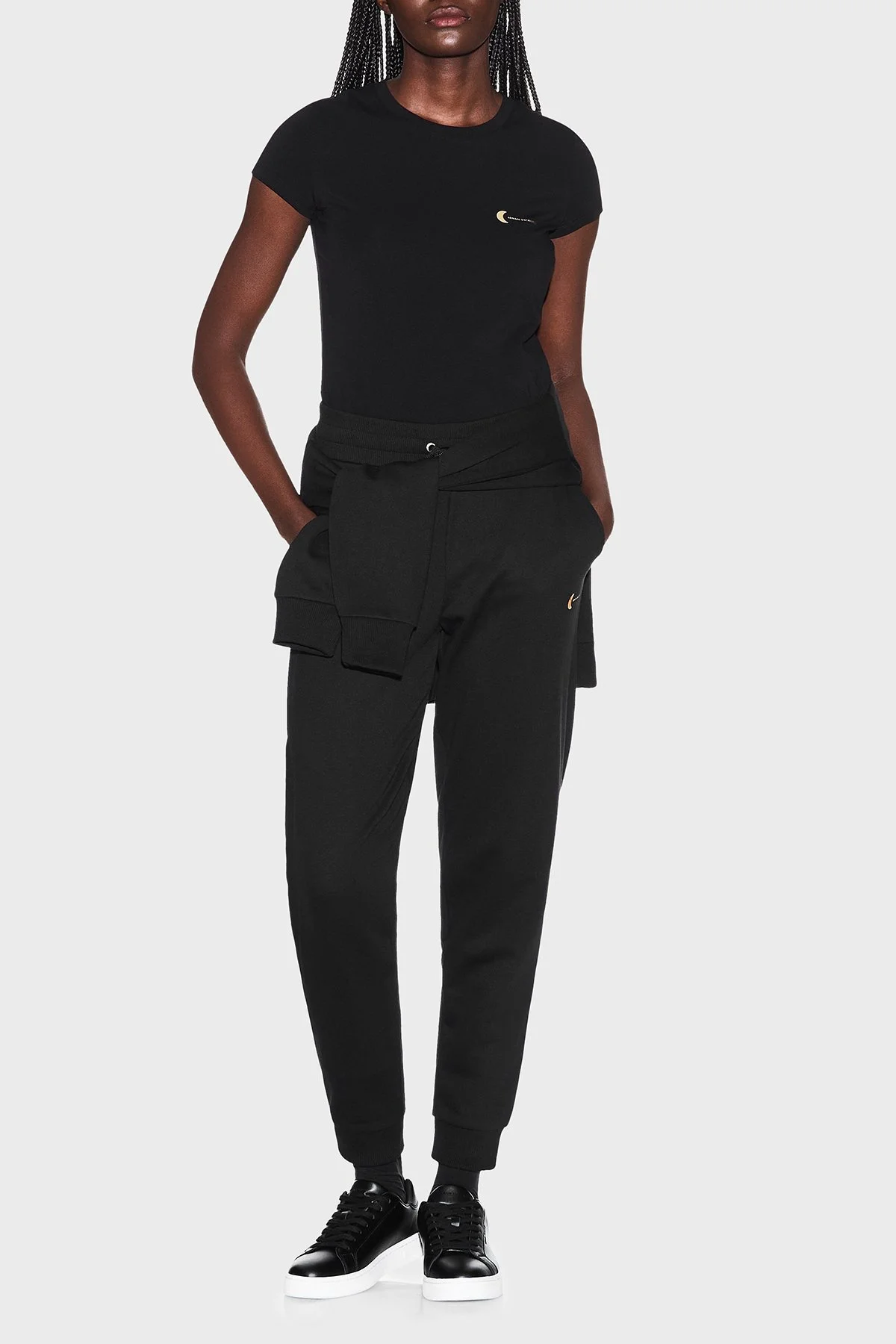 Armani Exchange Pamuklu Relaxed Fit Lastikli Paça Jogger Kadın Pantolon XW001848 AF18853 UC001 SİYAH - 2