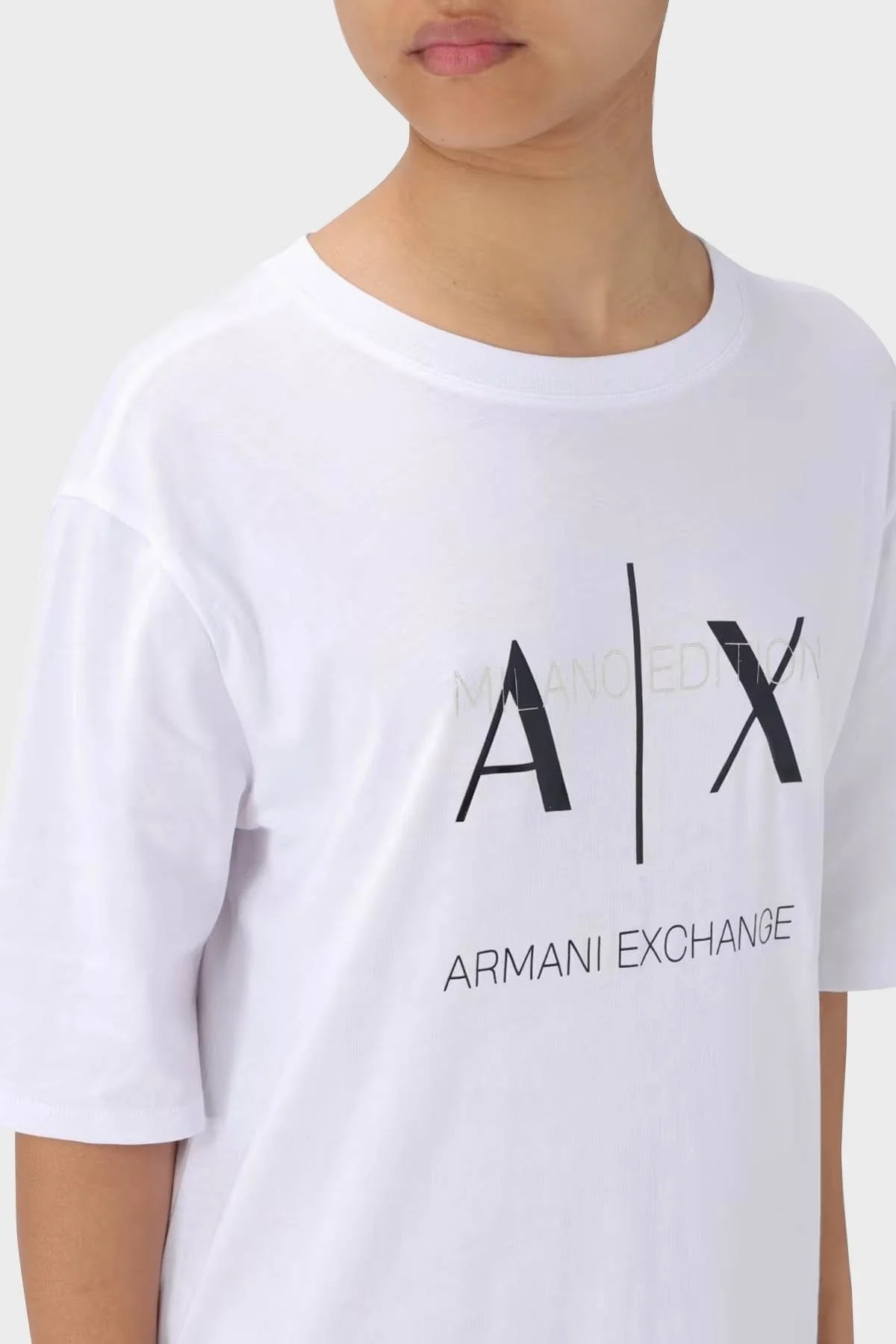 Armani Exchange Pamuklu Relaxed Fit Midi Bayan Elbise 3DYA79 YJ3RZ 1000 BEYAZ - 3