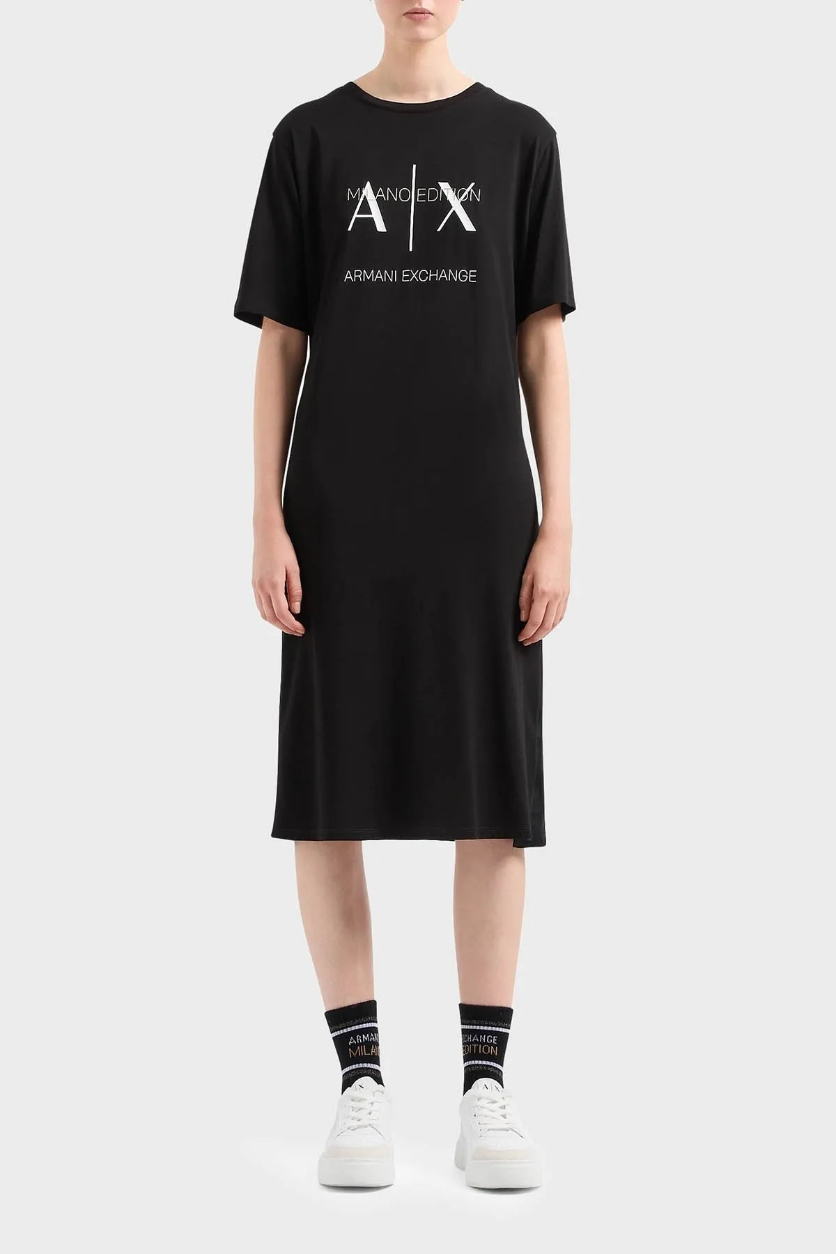 Armani Exchange Pamuklu Relaxed Fit Midi Bayan Elbise 3DYA79 YJ3RZ 1200 SİYAH - 1