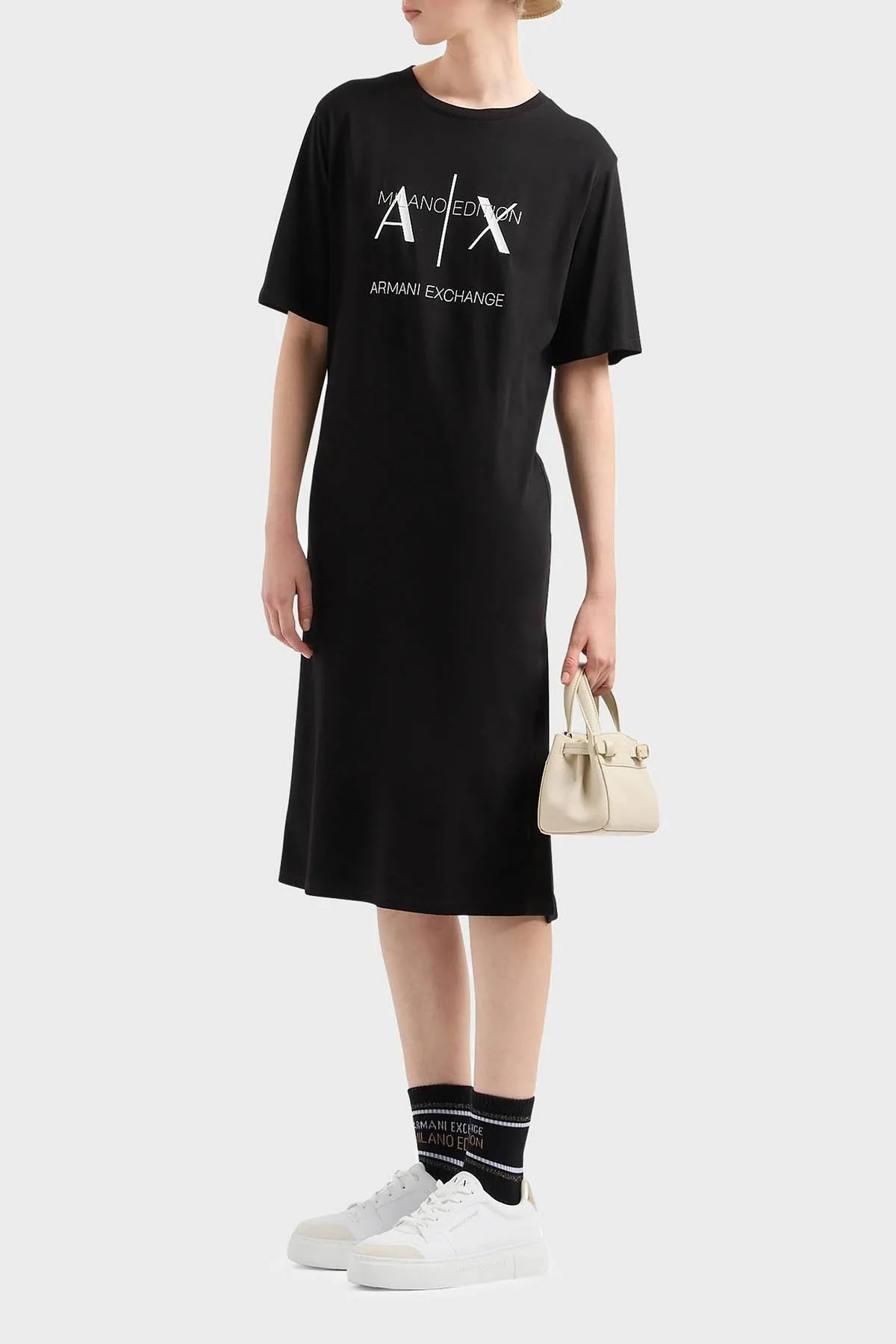 Armani Exchange Pamuklu Relaxed Fit Midi Bayan Elbise 3DYA79 YJ3RZ 1200 SİYAH - 2