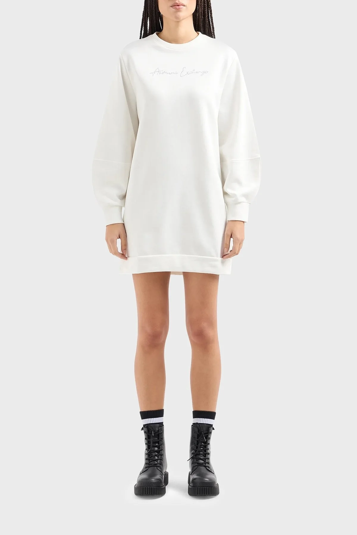 Armani Exchange Pamuklu Relaxed Fit Mini Bayan Elbise 3DYA72 YJFFZ 1125 BEYAZ - 6