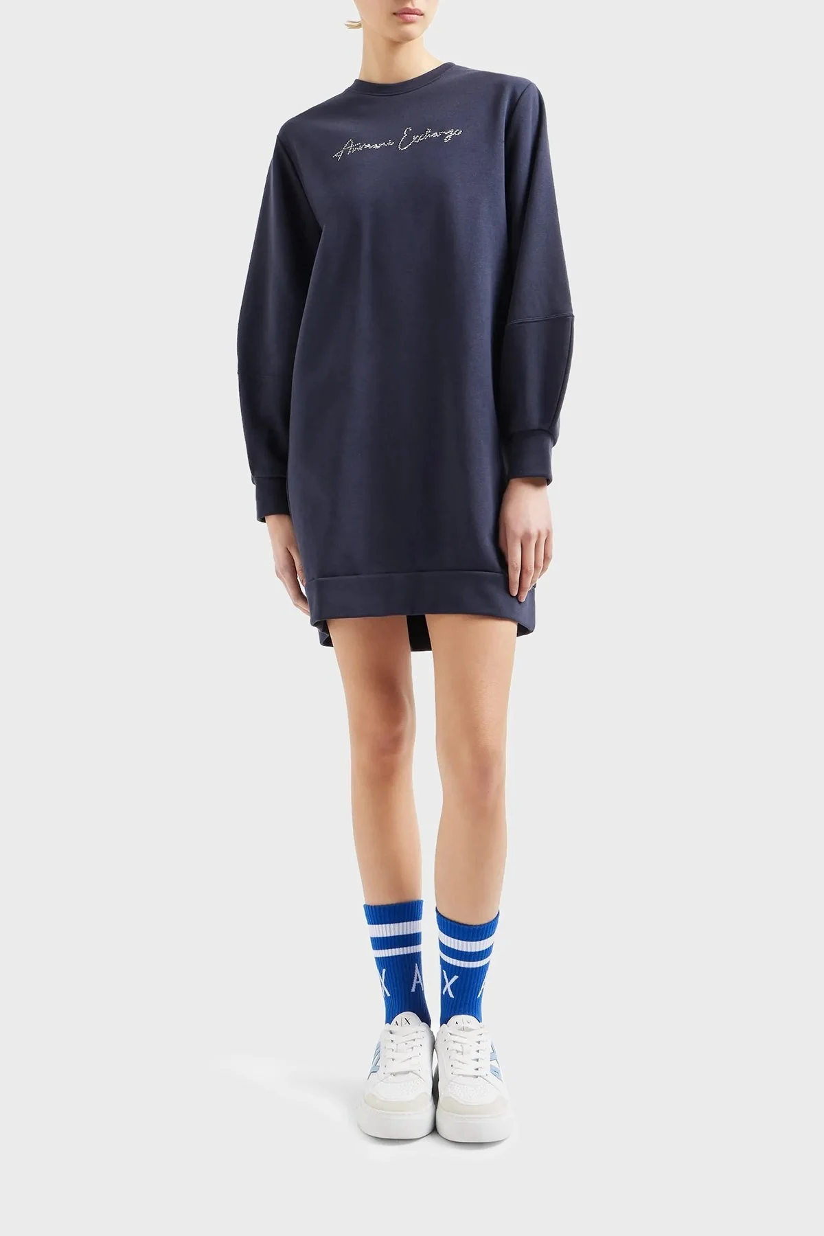 Armani Exchange Pamuklu Relaxed Fit Mini Bayan Elbise 3DYA72 YJFFZ 1593 LACİVERT - 1