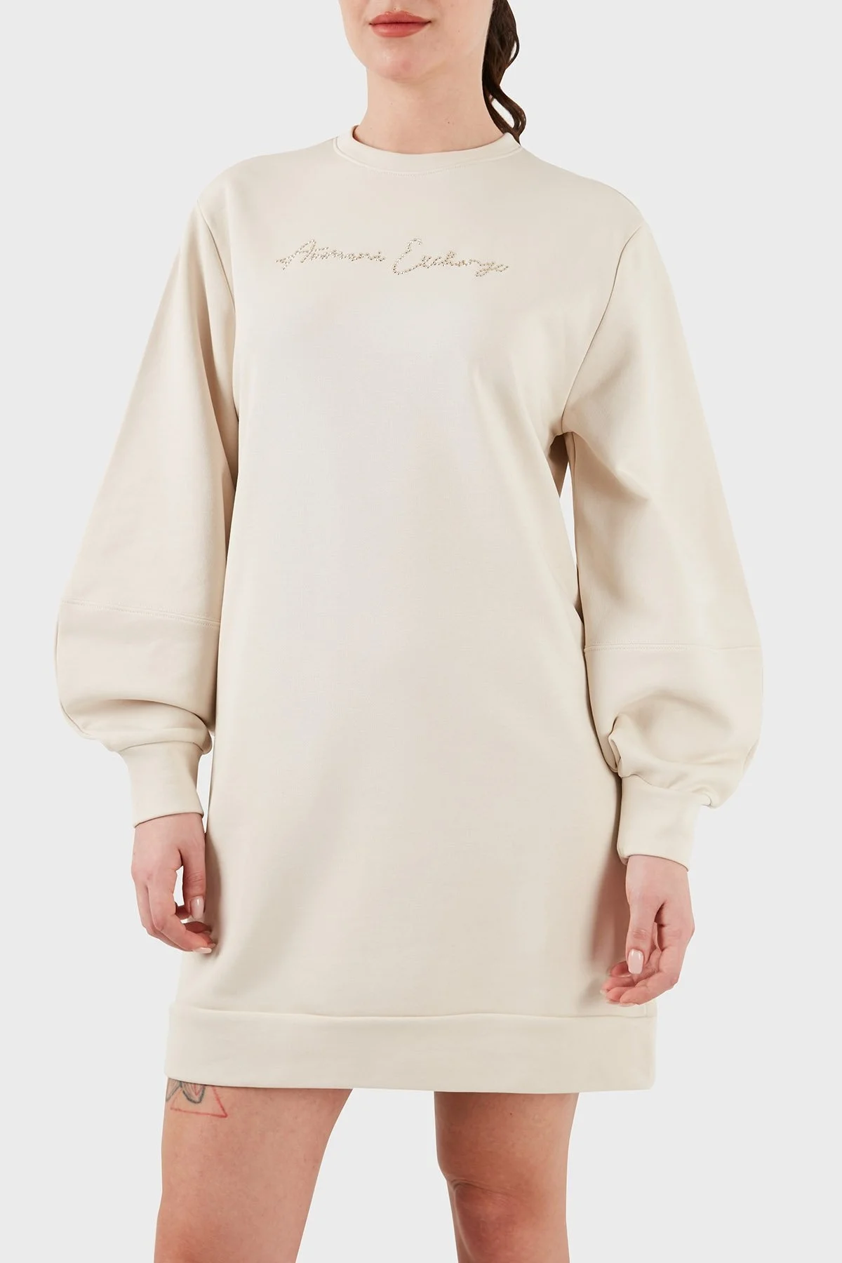 Armani Exchange Pamuklu Relaxed Fit Mini Bayan Elbise 3DYA72 YJFFZ 1787 BEJ - 10