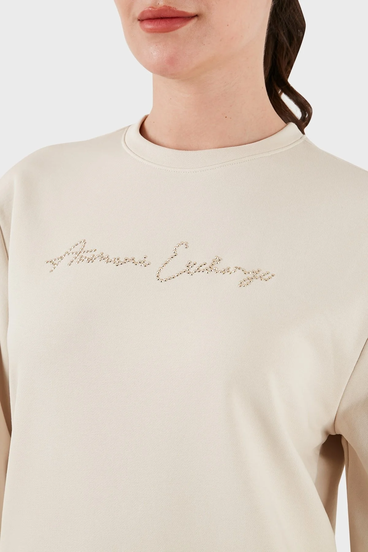 Armani Exchange Pamuklu Relaxed Fit Mini Bayan Elbise 3DYA72 YJFFZ 1787 BEJ - 12