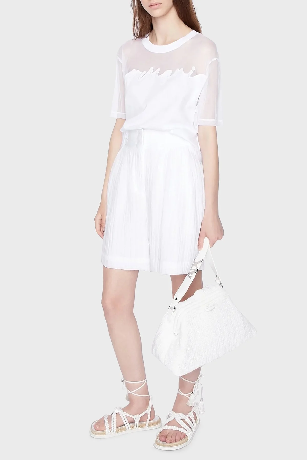 Armani Exchange Pamuklu Relaxed Fit Transparan Bisiklet Yaka Bayan T Shirt 3RYTBY YJG3Z 1000 BEYAZ - 3