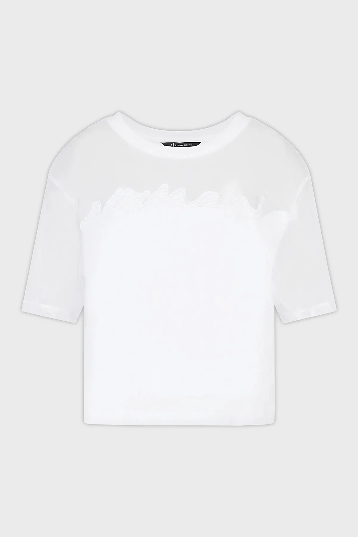 Armani Exchange Pamuklu Relaxed Fit Transparan Bisiklet Yaka Bayan T Shirt 3RYTBY YJG3Z 1000 BEYAZ - 5