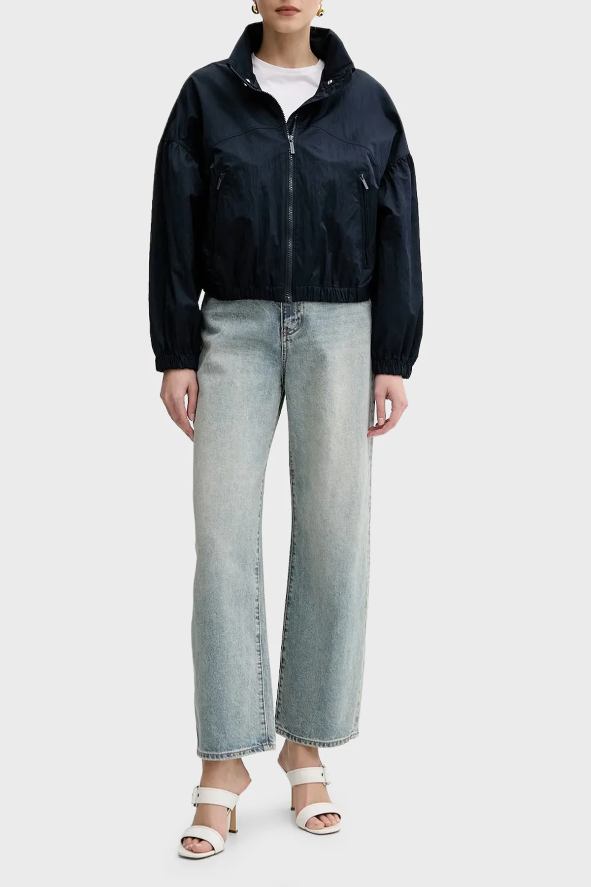 Armani Exchange Pamuklu Relaxed Fit Yüksek Bel Düz Paça Jeans Bayan Kot Pantolon XW000100 AF10869 MB001 Buz Mavi - 2