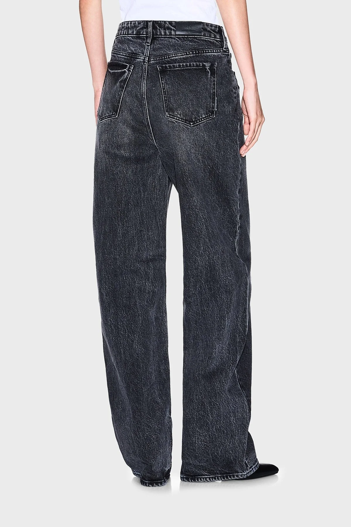 Armani Exchange Pamuklu Relaxed Fit Yüksek Bel Geniş Paça Jeans Bayan Kot Pantolon XW000100 AF16084 MC002 SİYAH - 3