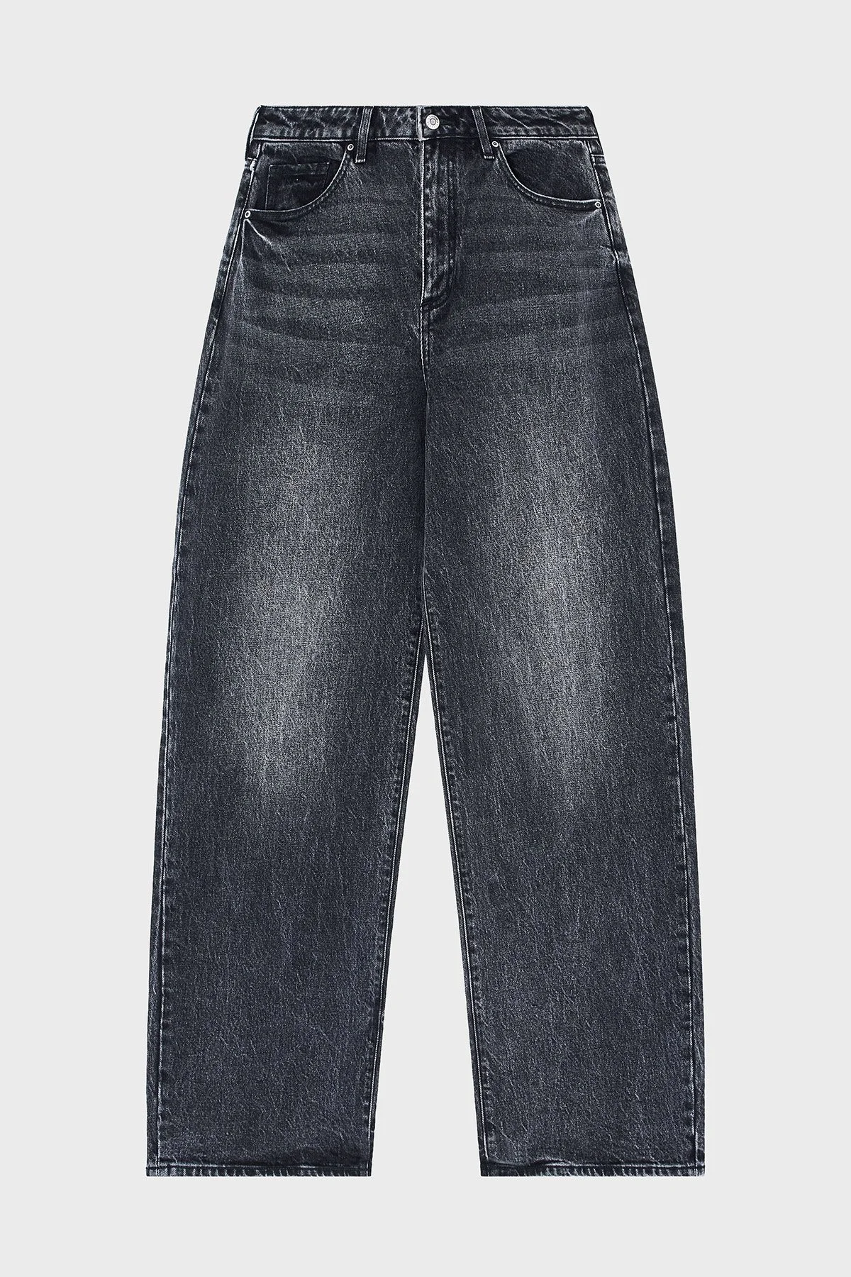 Armani Exchange Pamuklu Relaxed Fit Yüksek Bel Geniş Paça Jeans Bayan Kot Pantolon XW000100 AF16084 MC002 SİYAH - 5