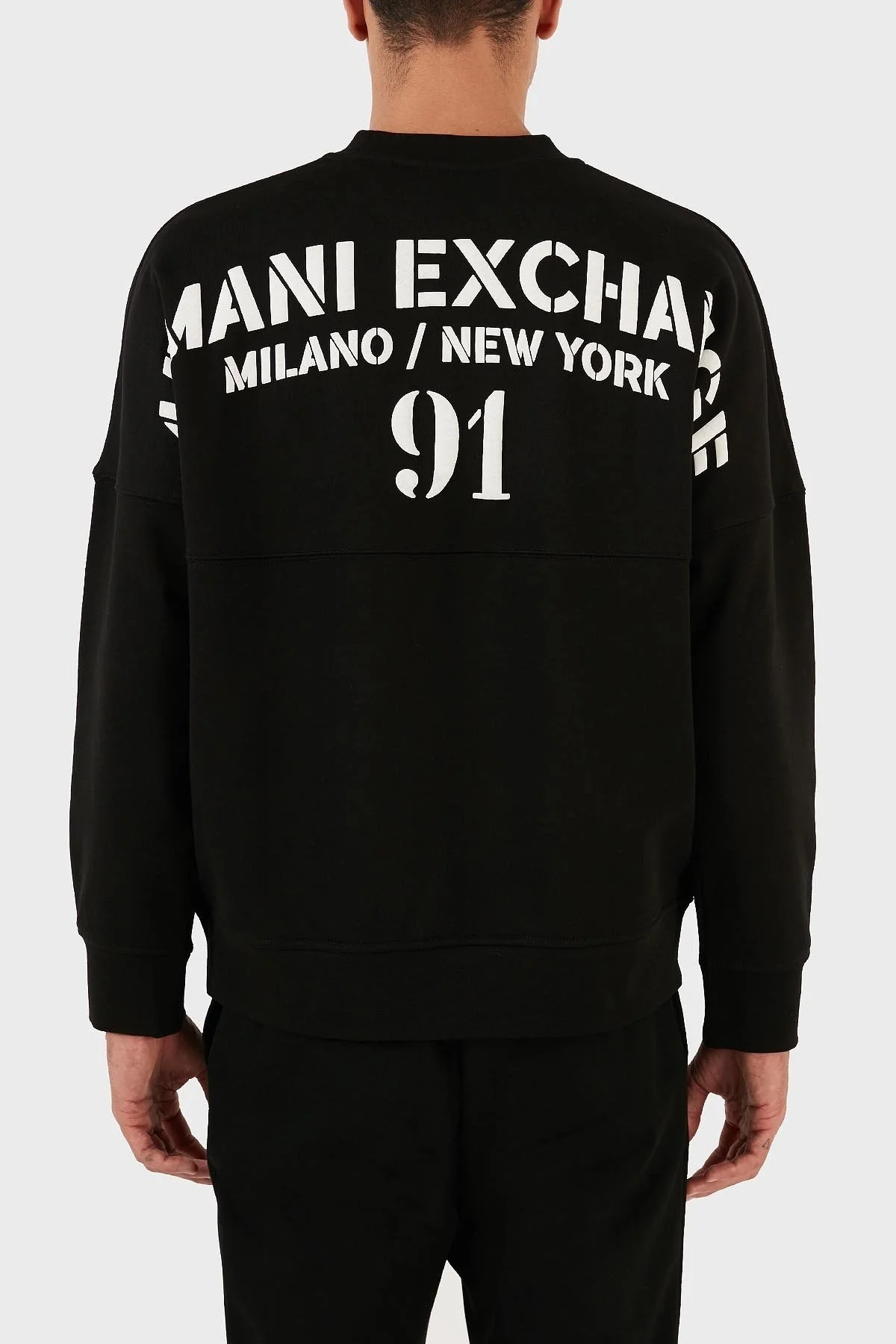 Armani Exchange Pamuklu Sırt Baskılı Bisiklet Yaka Relaxed Fit Erkek Sweat 6RZMLG ZJ4XZ 22CG SİYAH-BEYAZ - 2