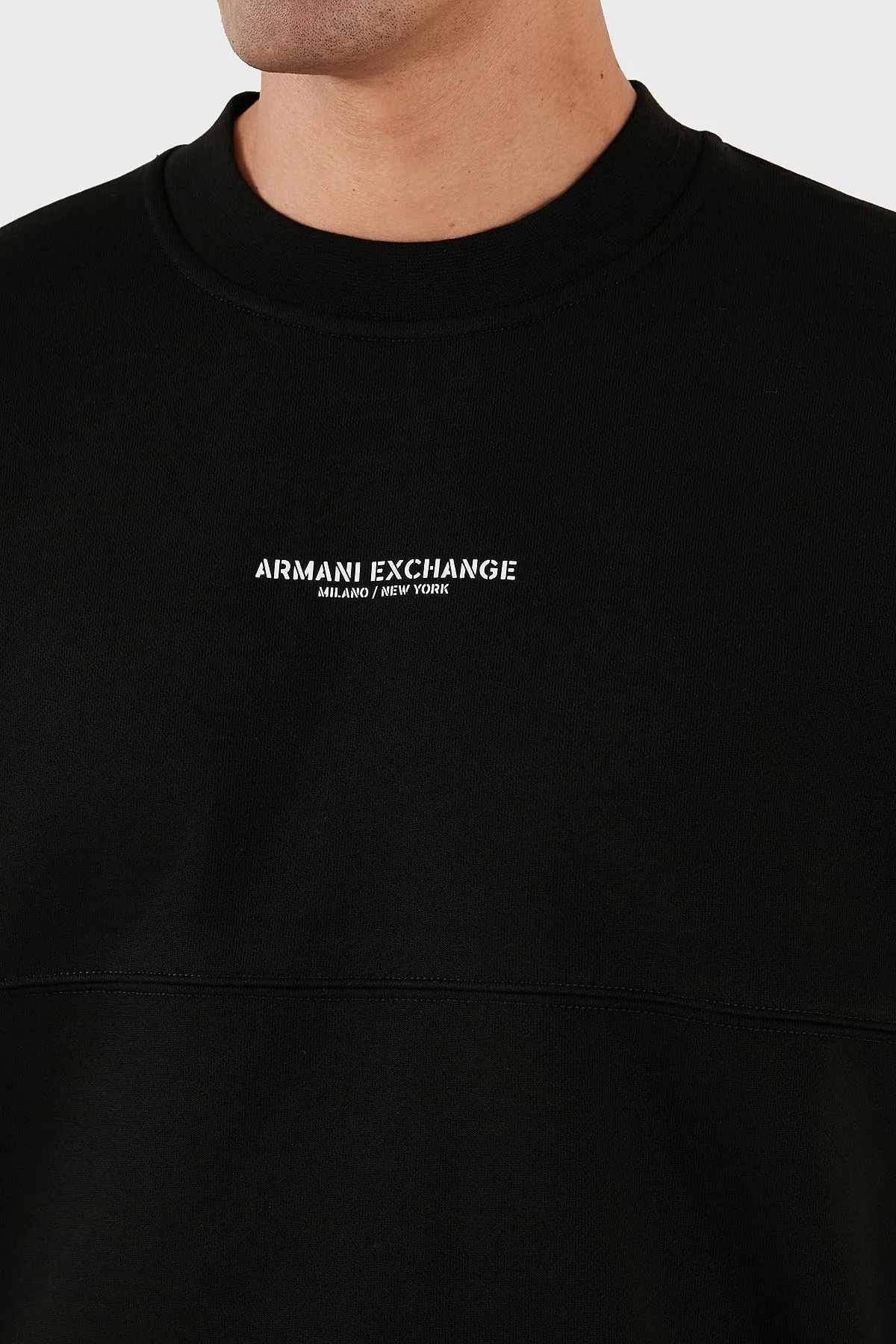Armani Exchange Pamuklu Sırt Baskılı Bisiklet Yaka Relaxed Fit Erkek Sweat 6RZMLG ZJ4XZ 22CG SİYAH-BEYAZ - 5