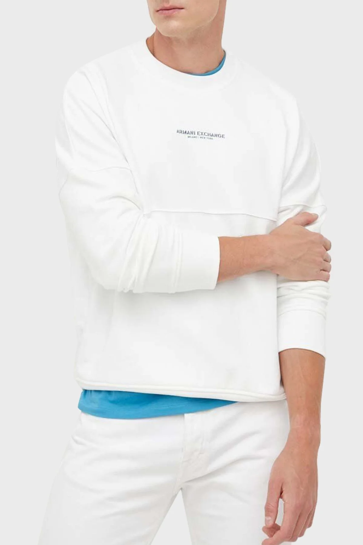 Armani Exchange Pamuklu Sırt Baskılı Bisiklet Yaka Relaxed Fit Erkek Sweat 6RZMLG ZJ4XZ 91AE BEYAZ - 1