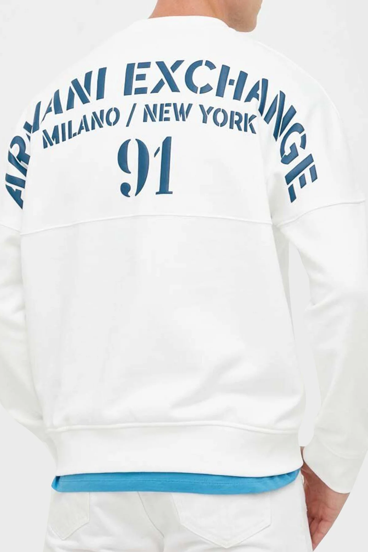 Armani Exchange Pamuklu Sırt Baskılı Bisiklet Yaka Relaxed Fit Erkek Sweat 6RZMLG ZJ4XZ 91AE BEYAZ - 2