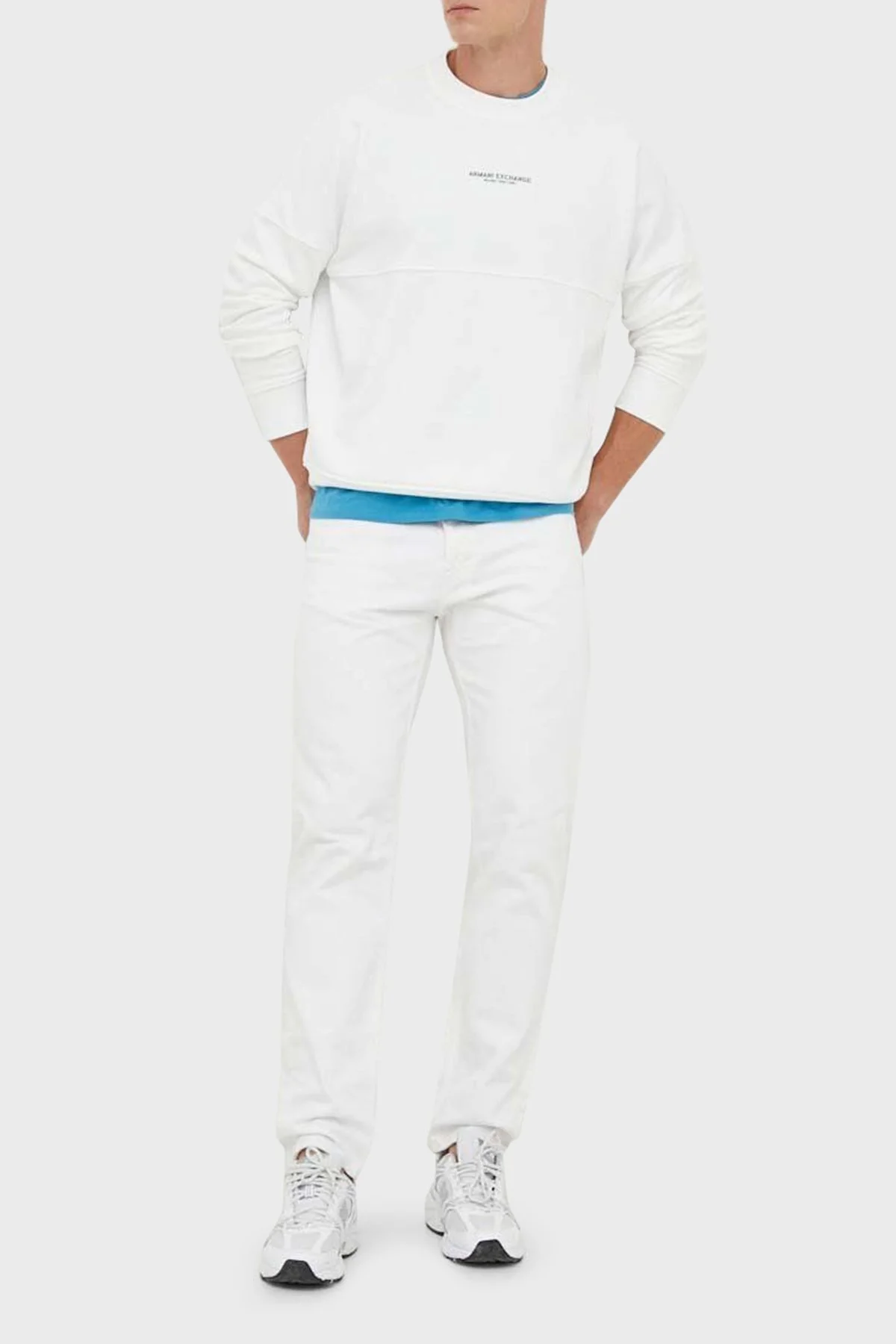 Armani Exchange Pamuklu Sırt Baskılı Bisiklet Yaka Relaxed Fit Erkek Sweat 6RZMLG ZJ4XZ 91AE BEYAZ - 3