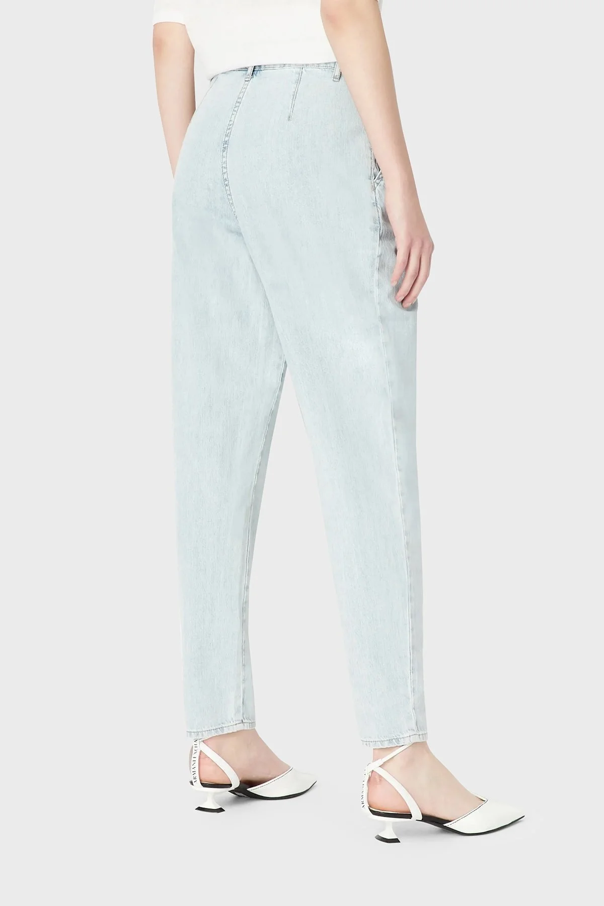 Armani Exchange Pamuklu Yüksek Bel Slouchy Fit Düz Paça Jeans Bayan Kot Pantolon 3RYP62 Y1NZZ 05GX AÇIK MAVİ - 9